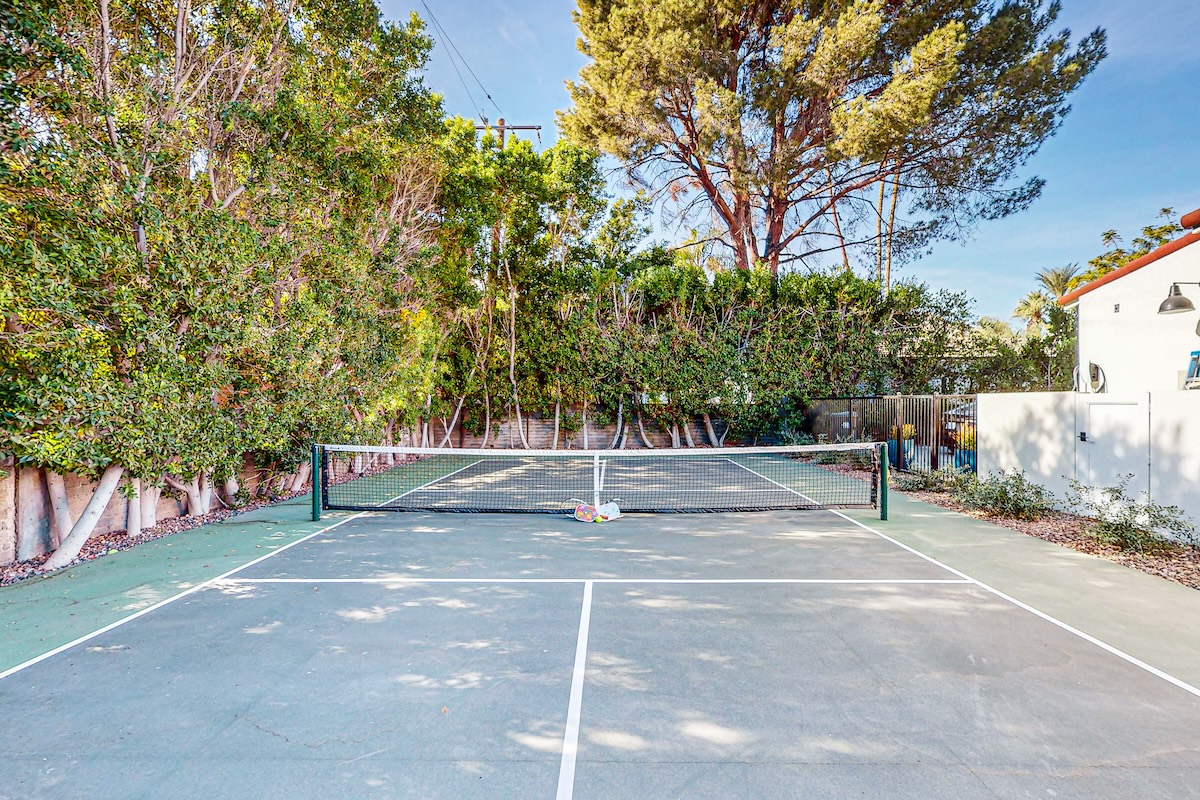 A pickleball court.