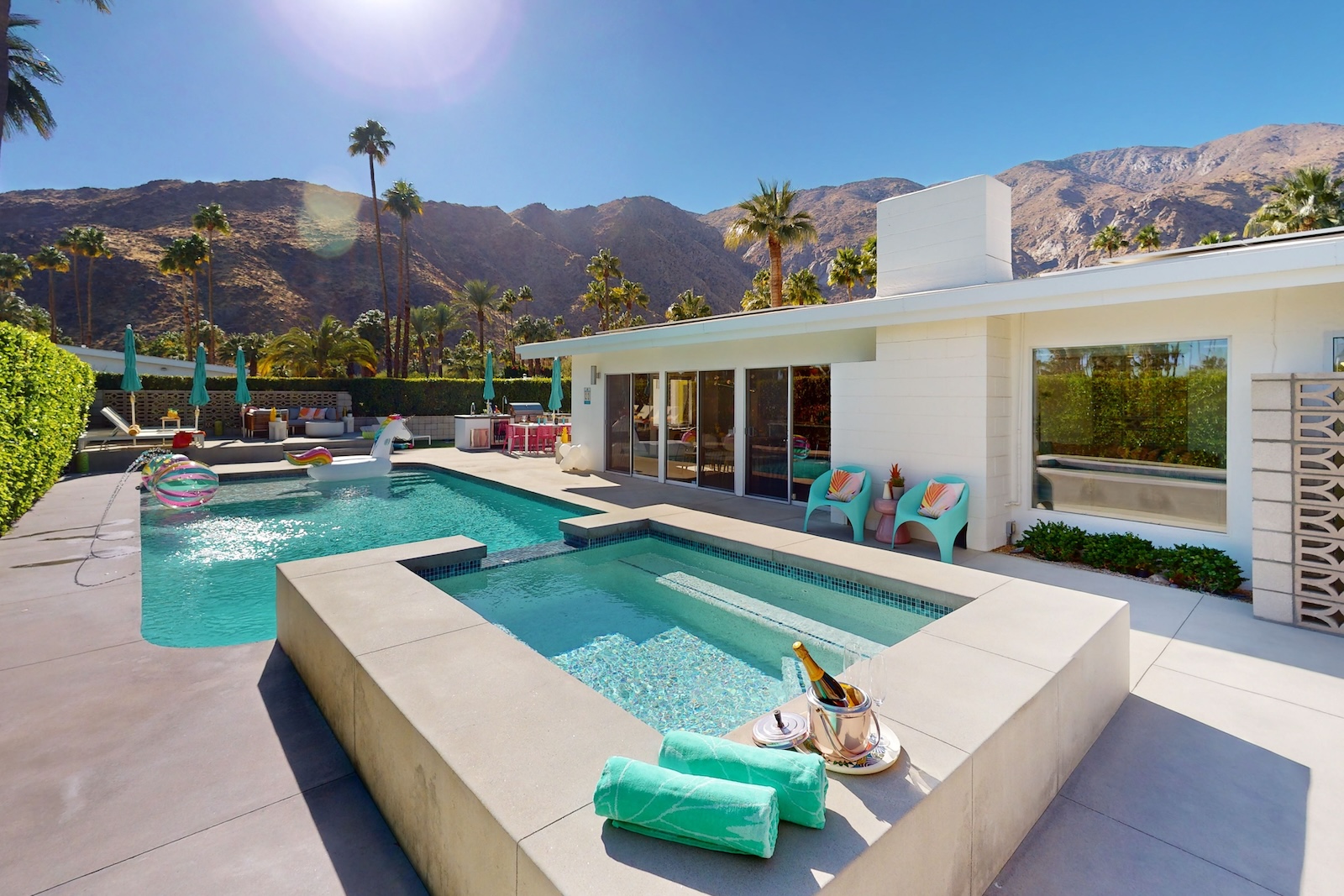 The pool area at a Palm Springs hot tub.