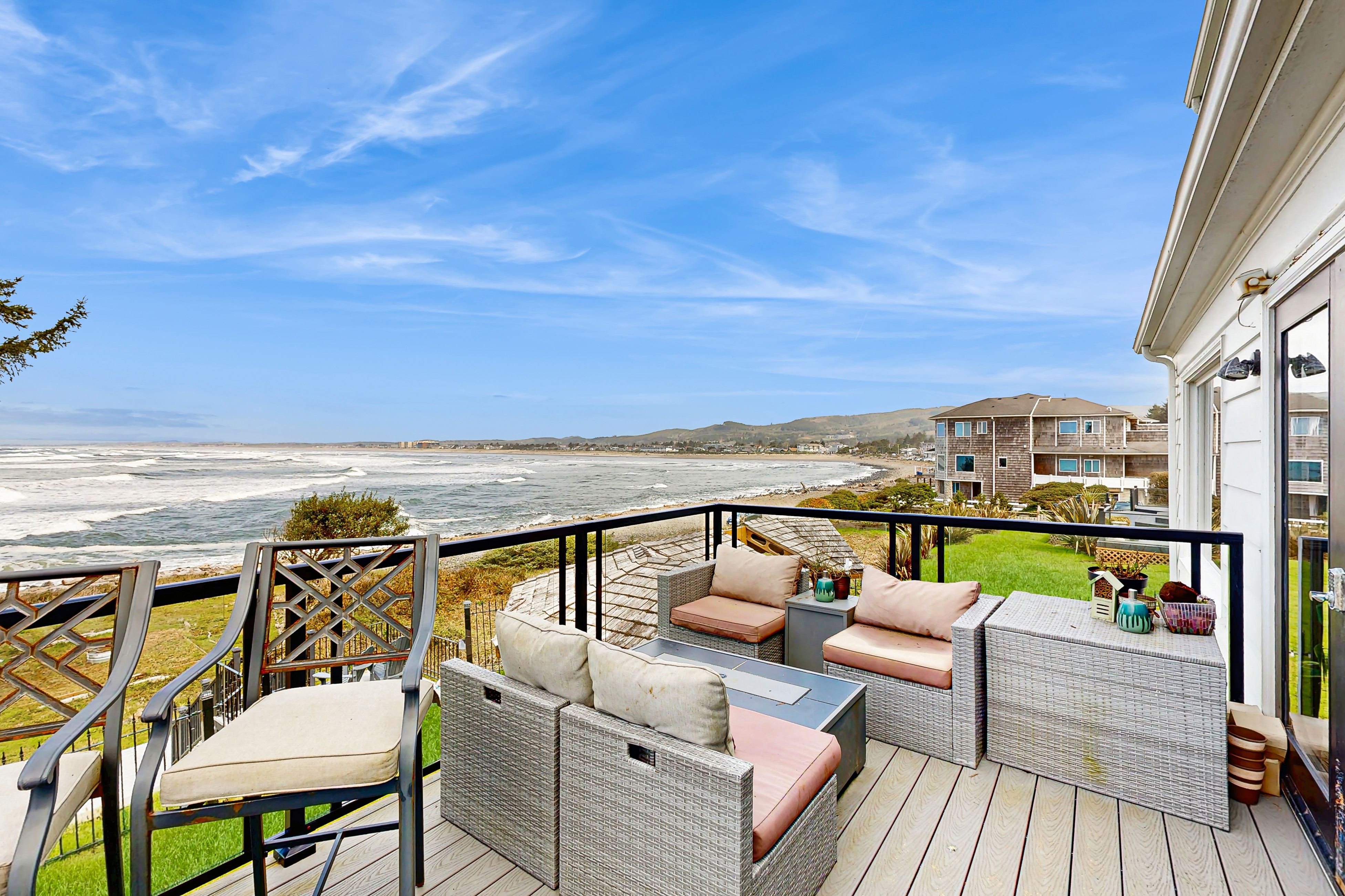 View from a deck at a beach house in Seaside, Oregon.