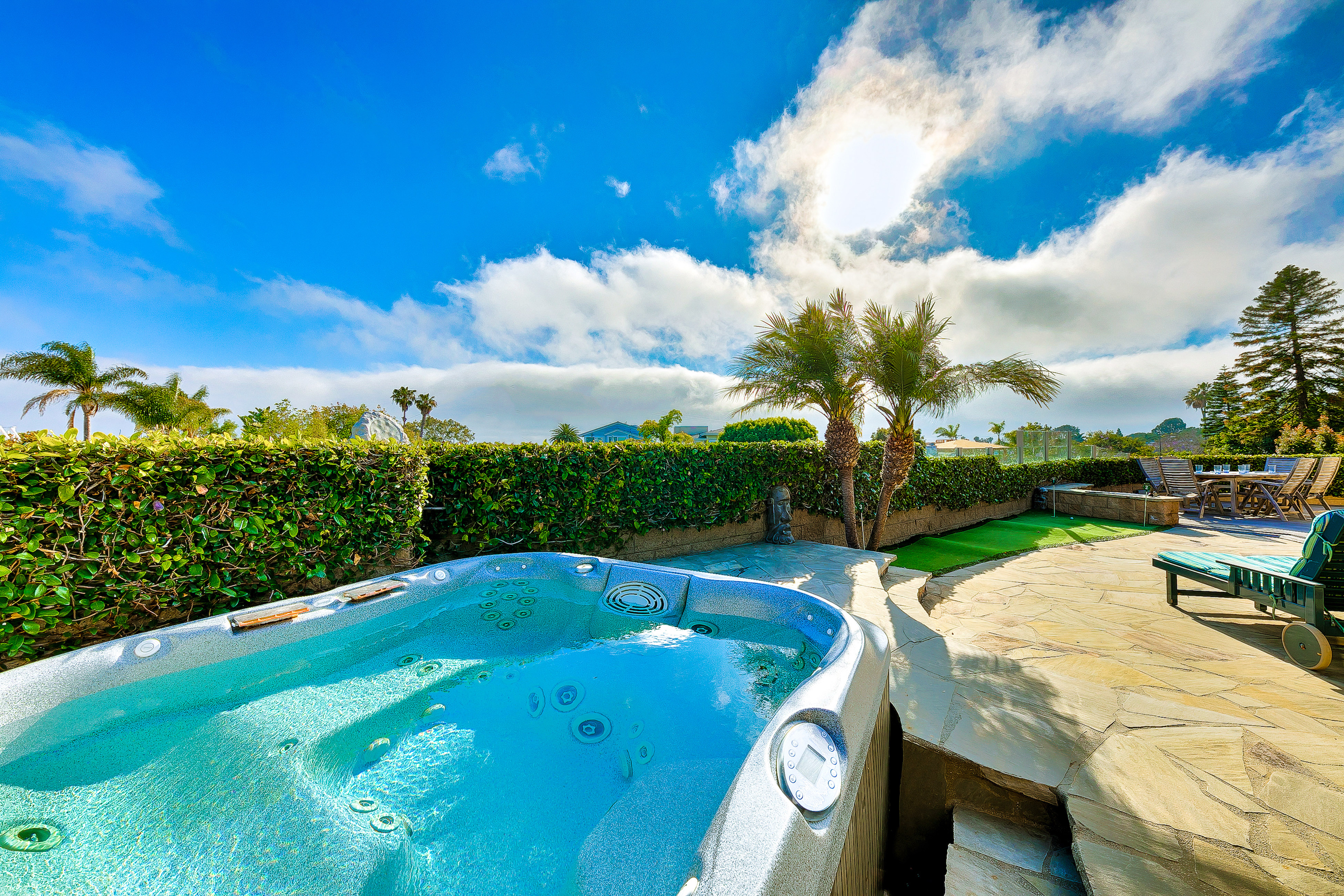 private outdoor hot tub in backyard of la jolla, ca vacation home