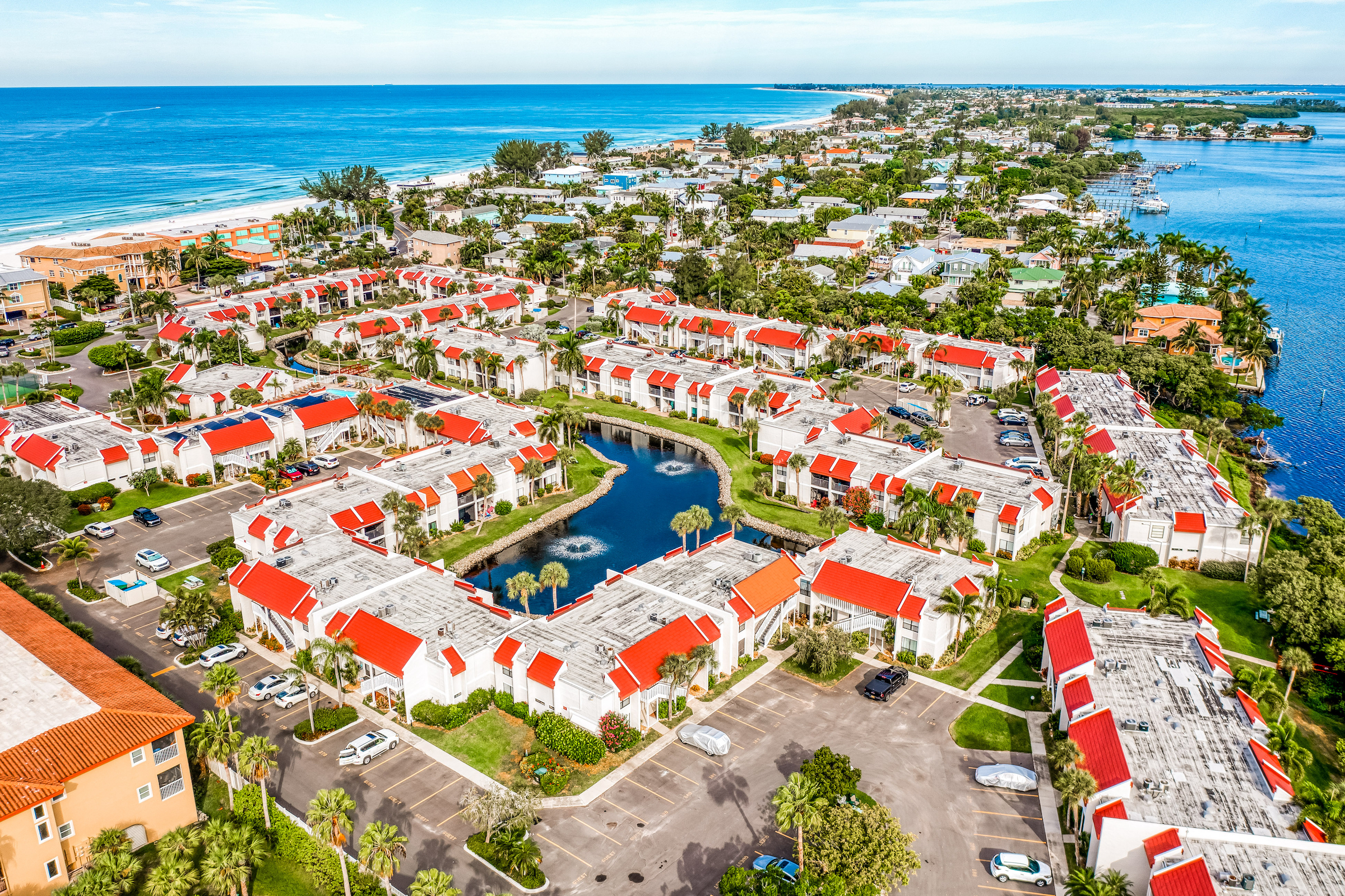 aerial view of colorful bradenton beach, fl