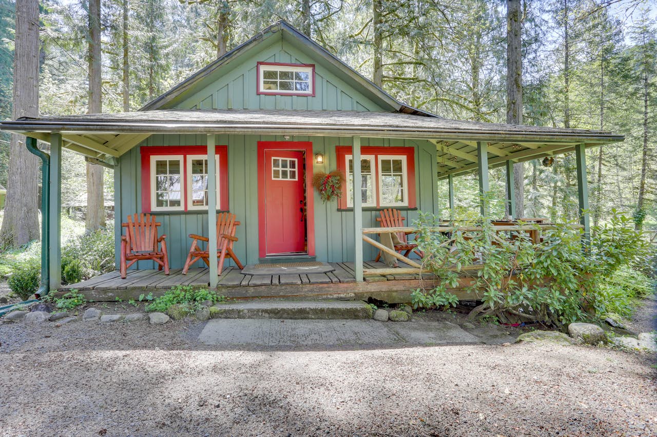 Cozy cabin in the woods.