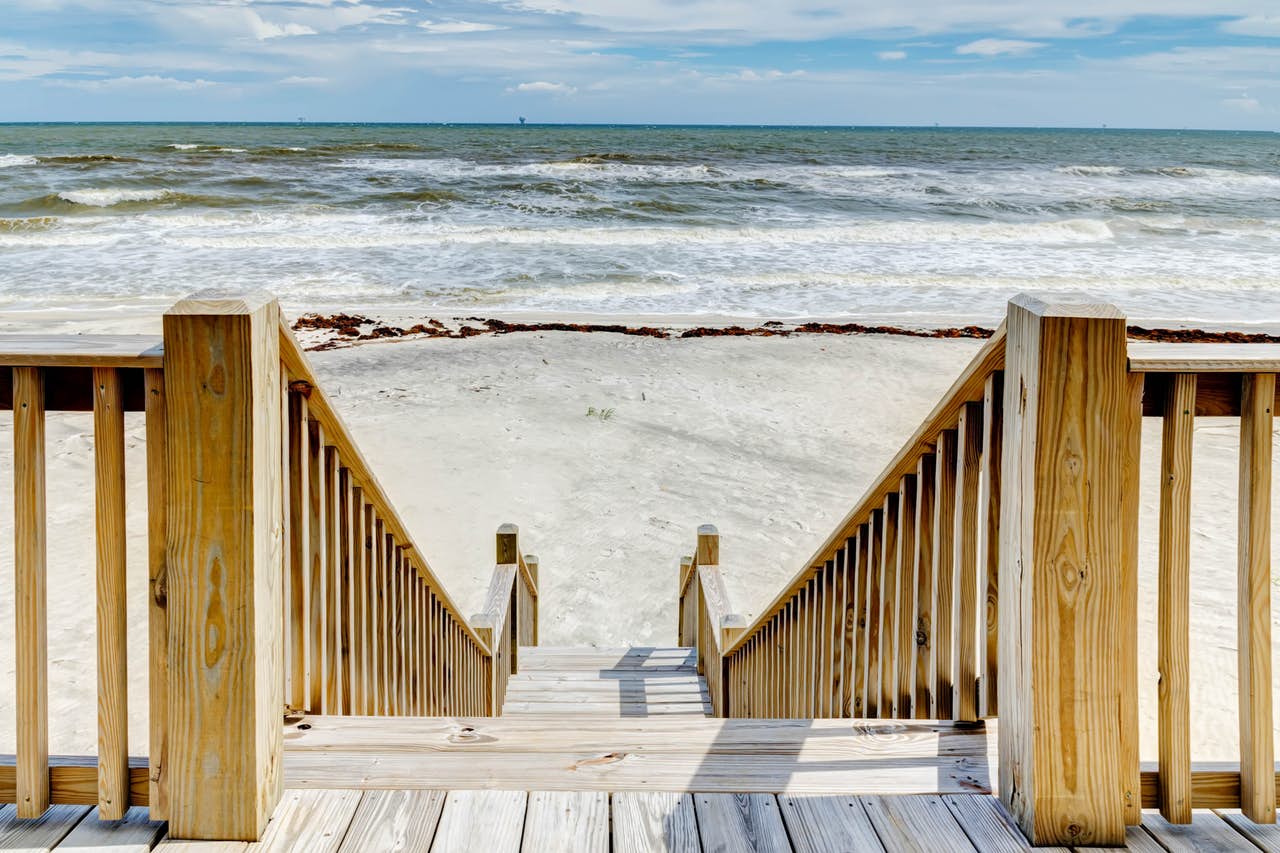 Stairs leading to the beach in Dauphin Island
