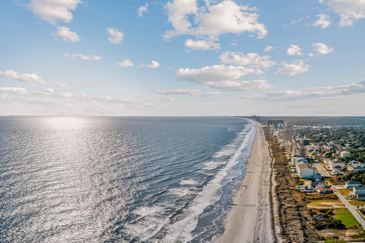 Drone shot of Myrtle Beach's coastline.