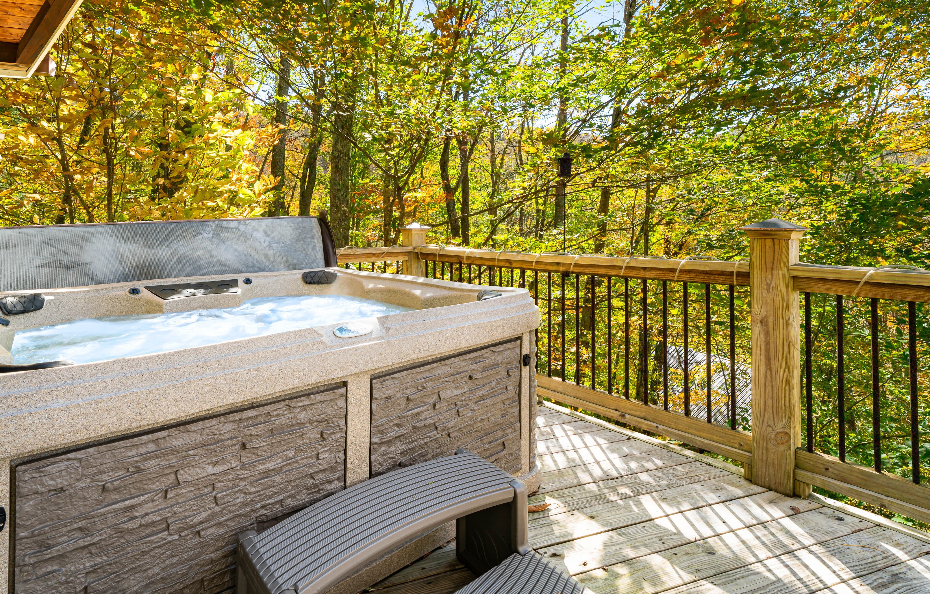 Outdoor pool on a deck of a vacation home in Beech Mountain, NC