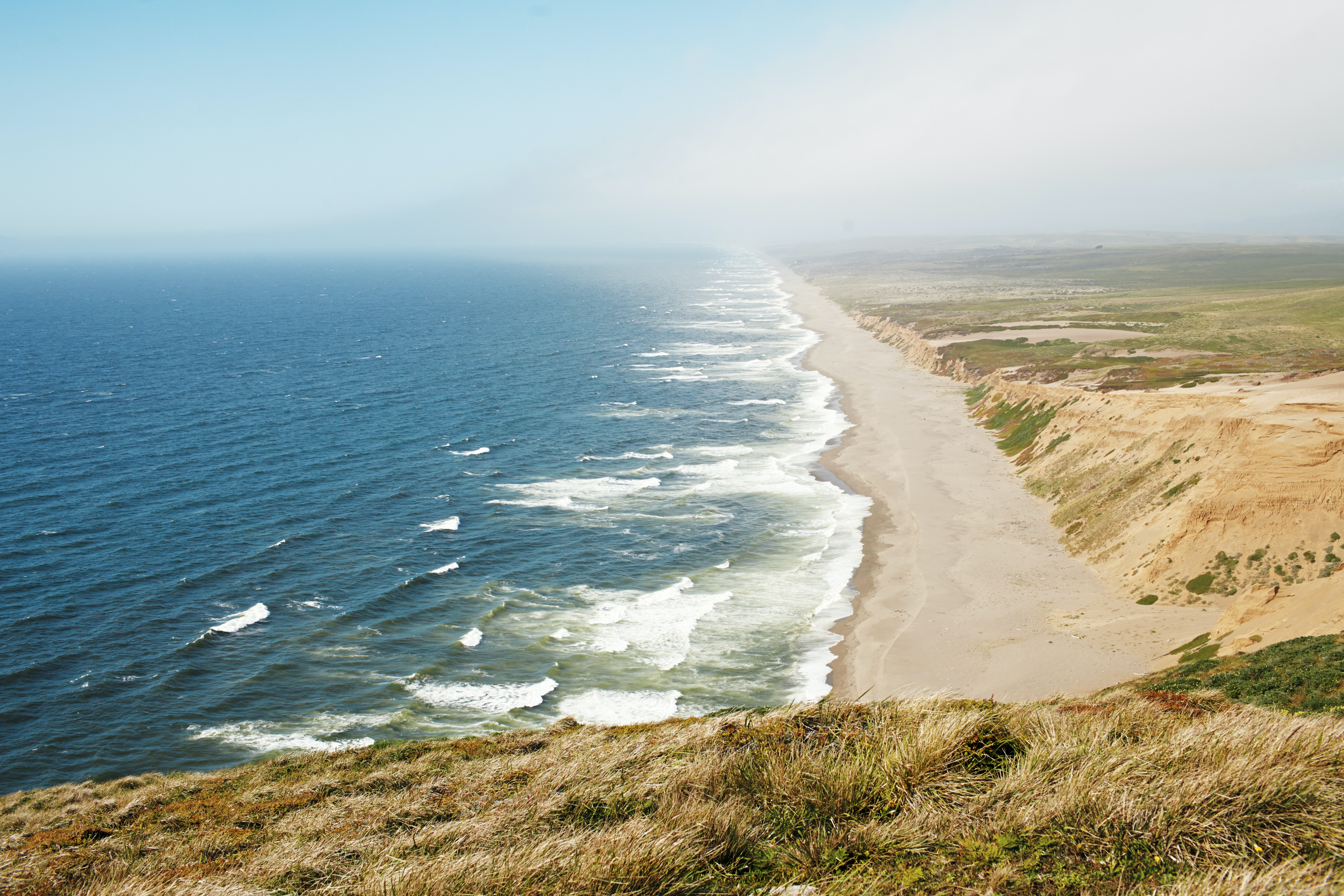 Waves crash against the shore in Bodega Bay, CA