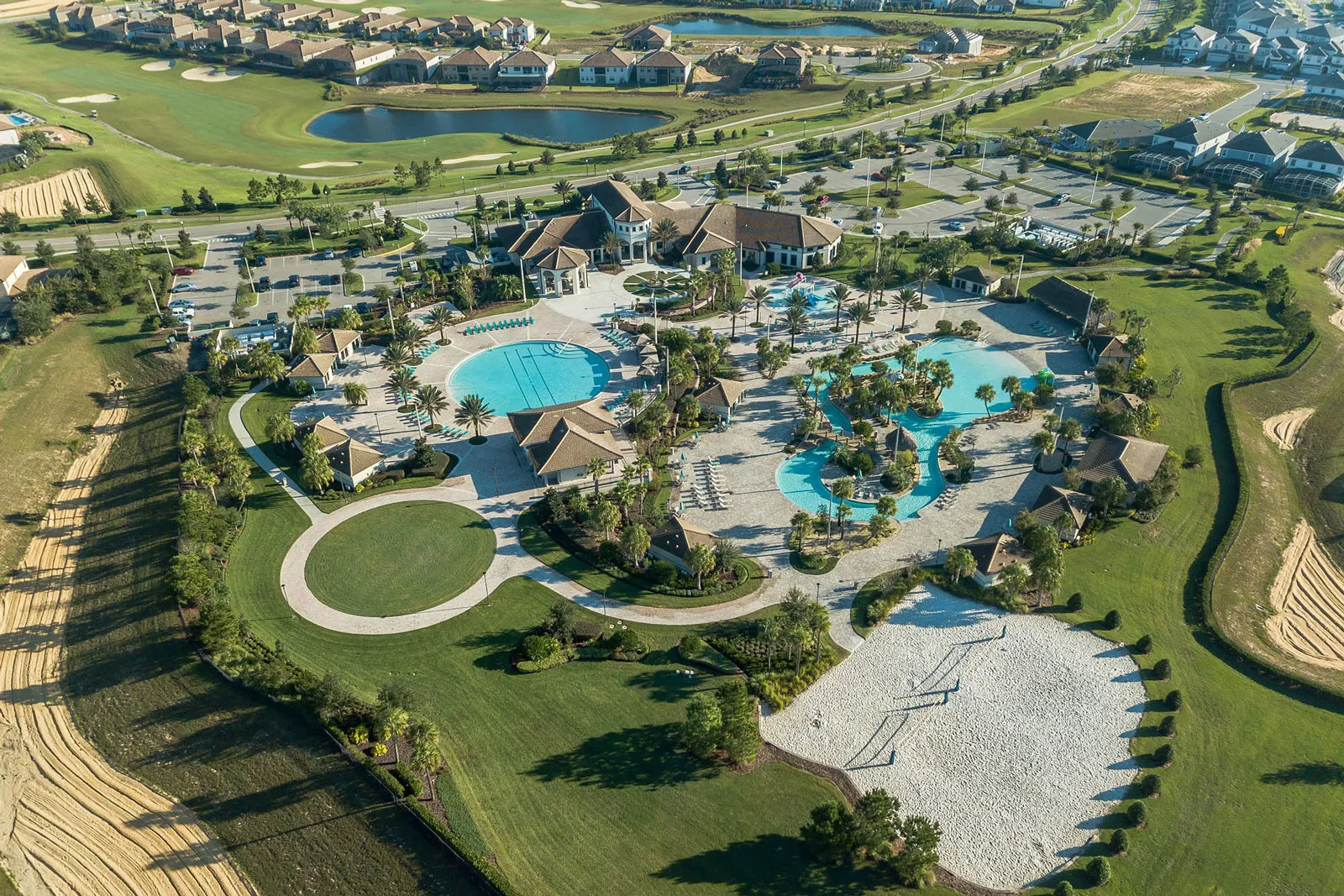 aerial view of championsgate resort in davenport, florida