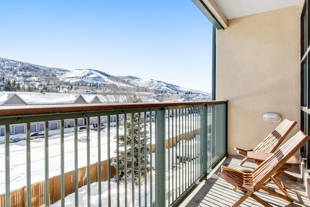 The view from the balcony of a snowy paradise in Avon, CO.