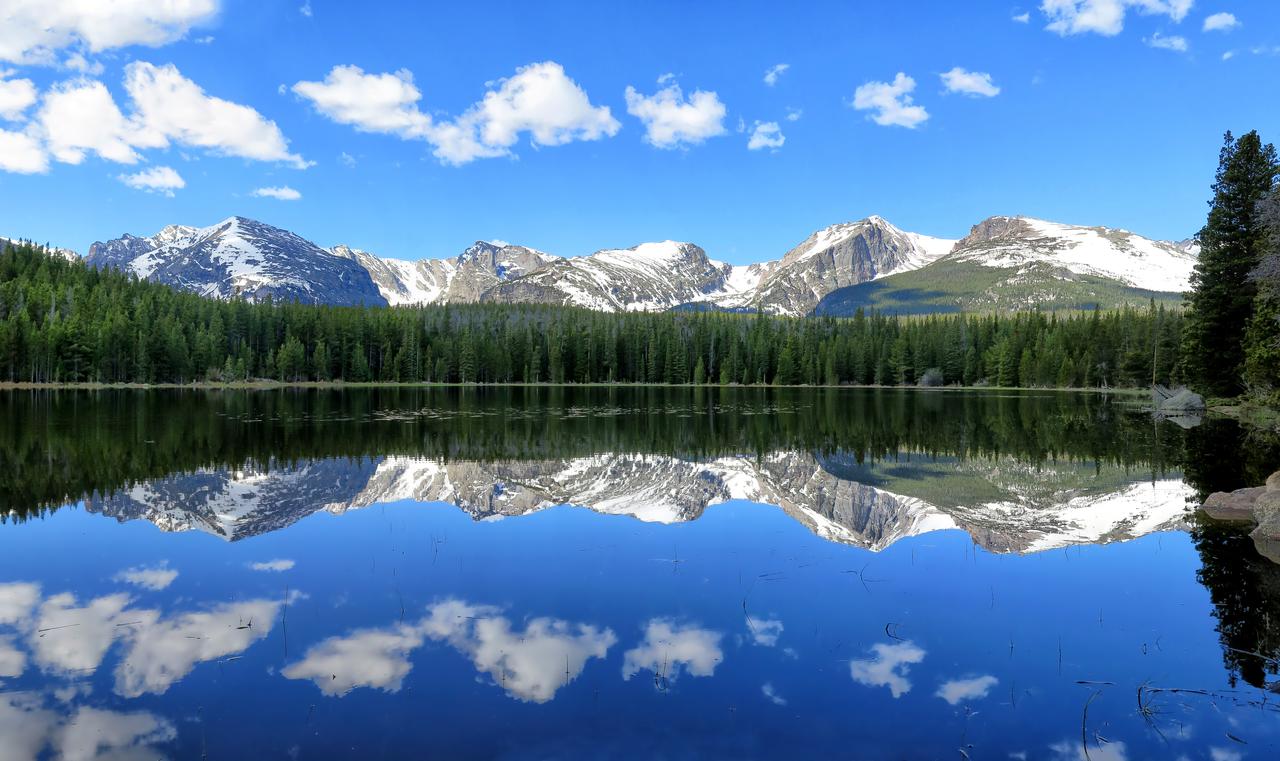 Bierstadt Lake Reflection in Rocky Mountain National Park Clouds reflect in the beautiful Bierdstadt Lake Bierstadt Lake Reflection