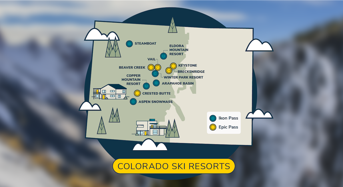 Colorado Ikon and Epic pass map.