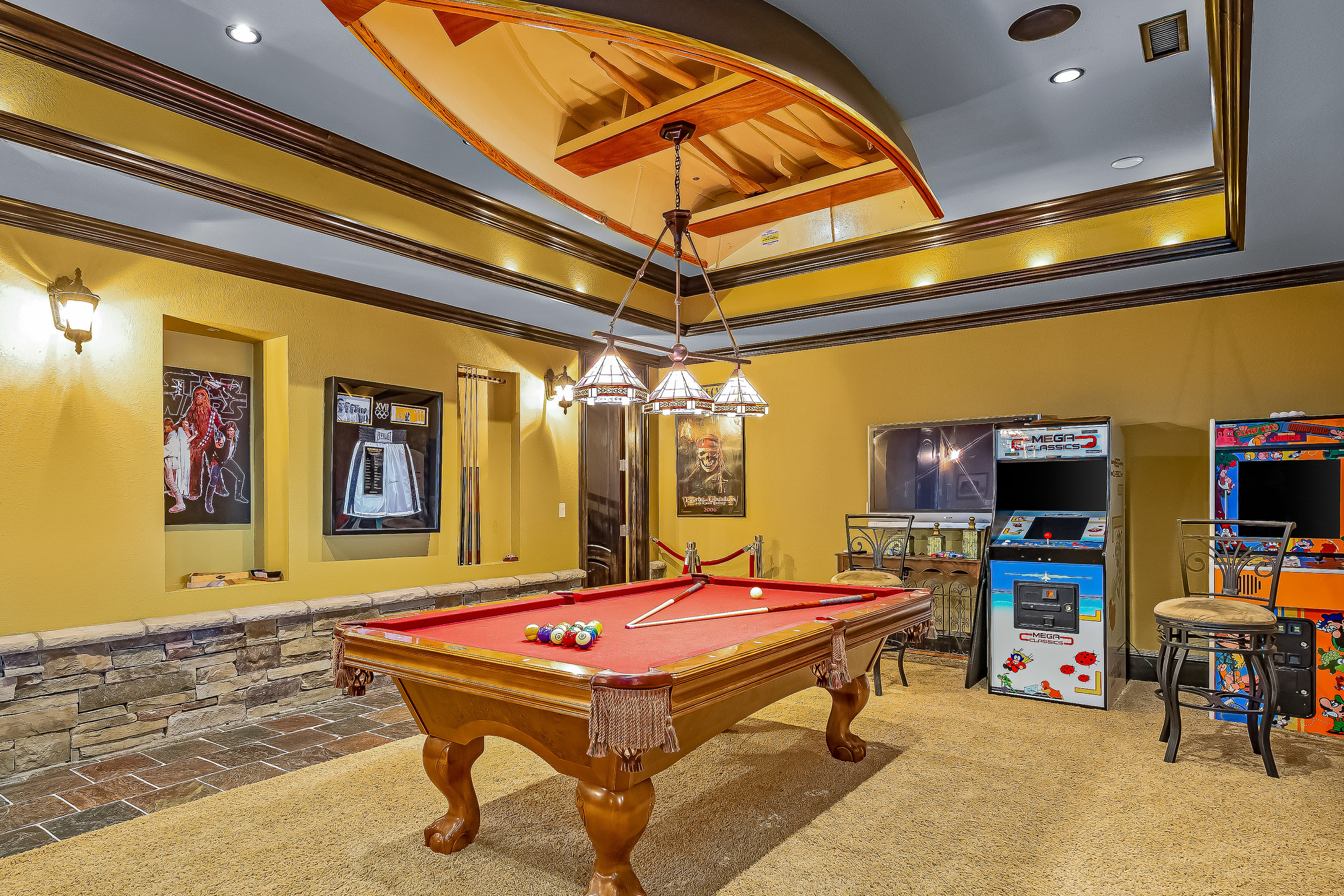 Pool table with game room