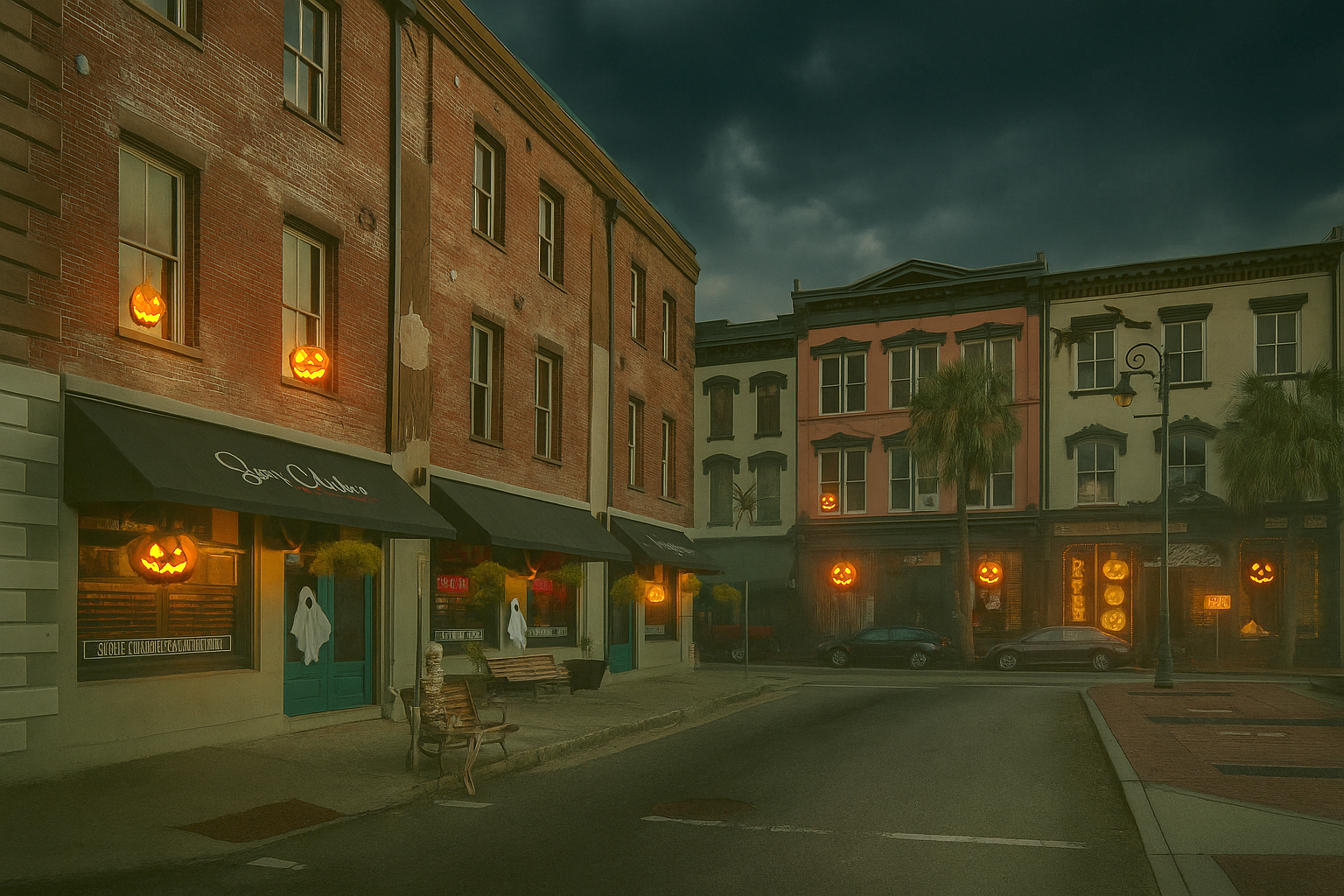 downtown Savannah. Halloween.