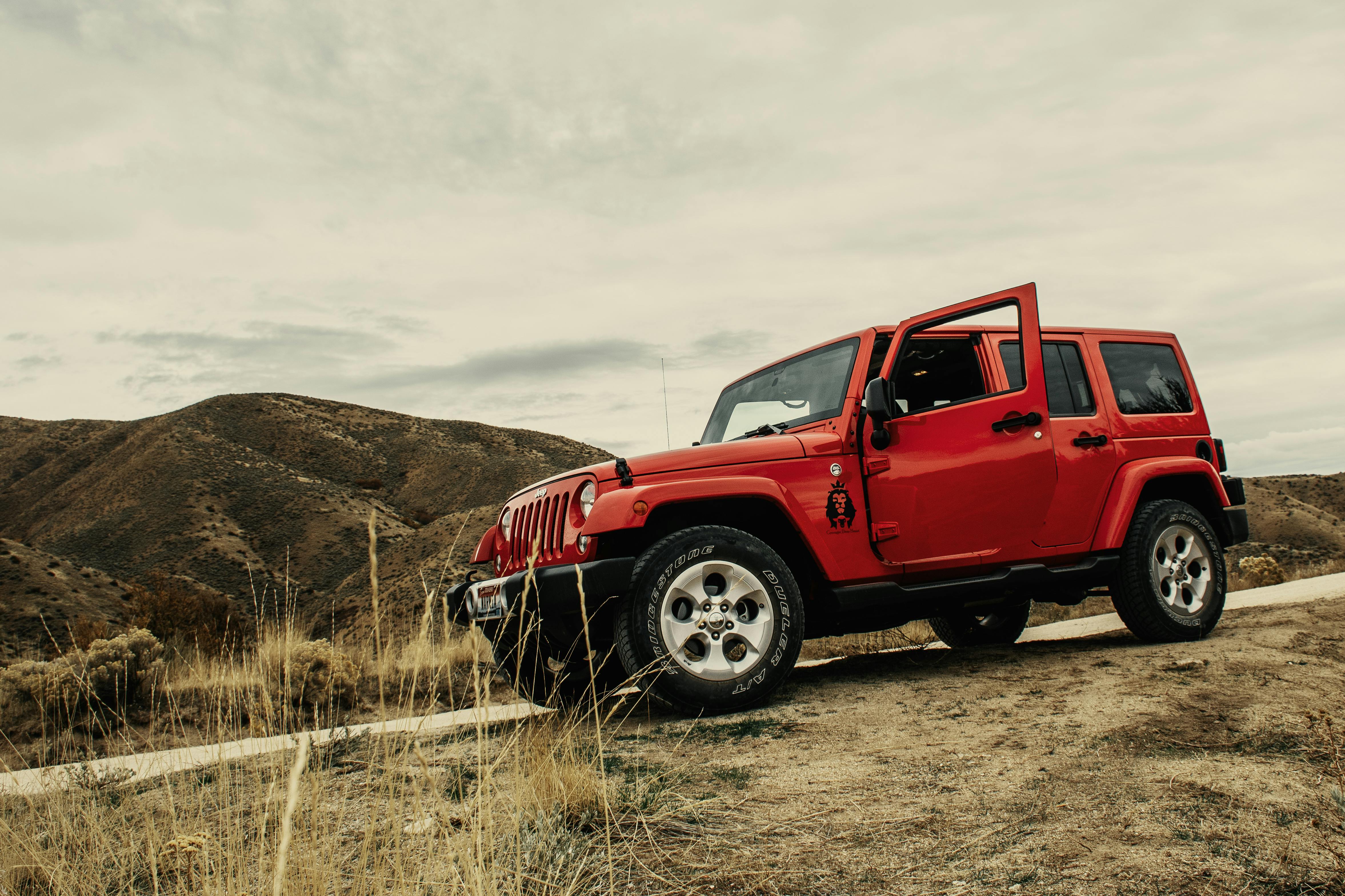 Jeep parked on the side of the road.
