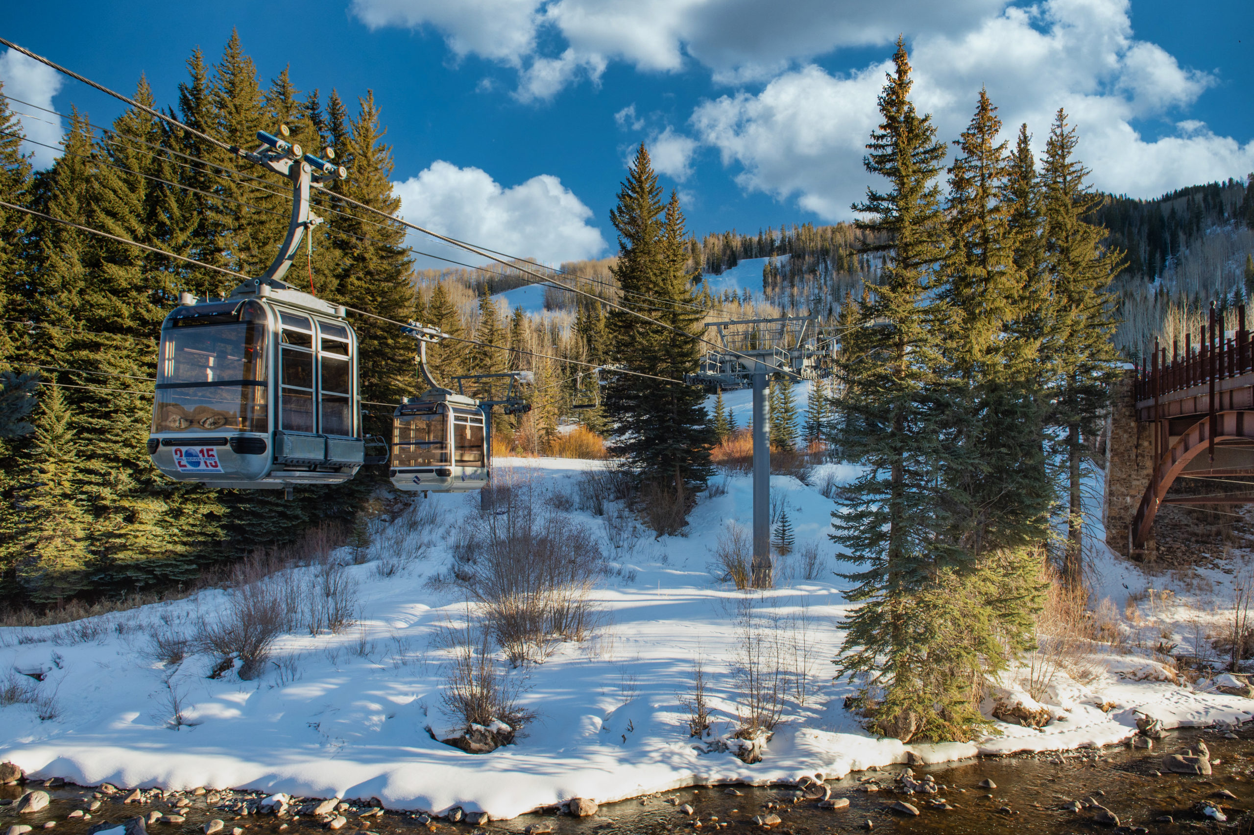 Gondolas ride through the air in Vail