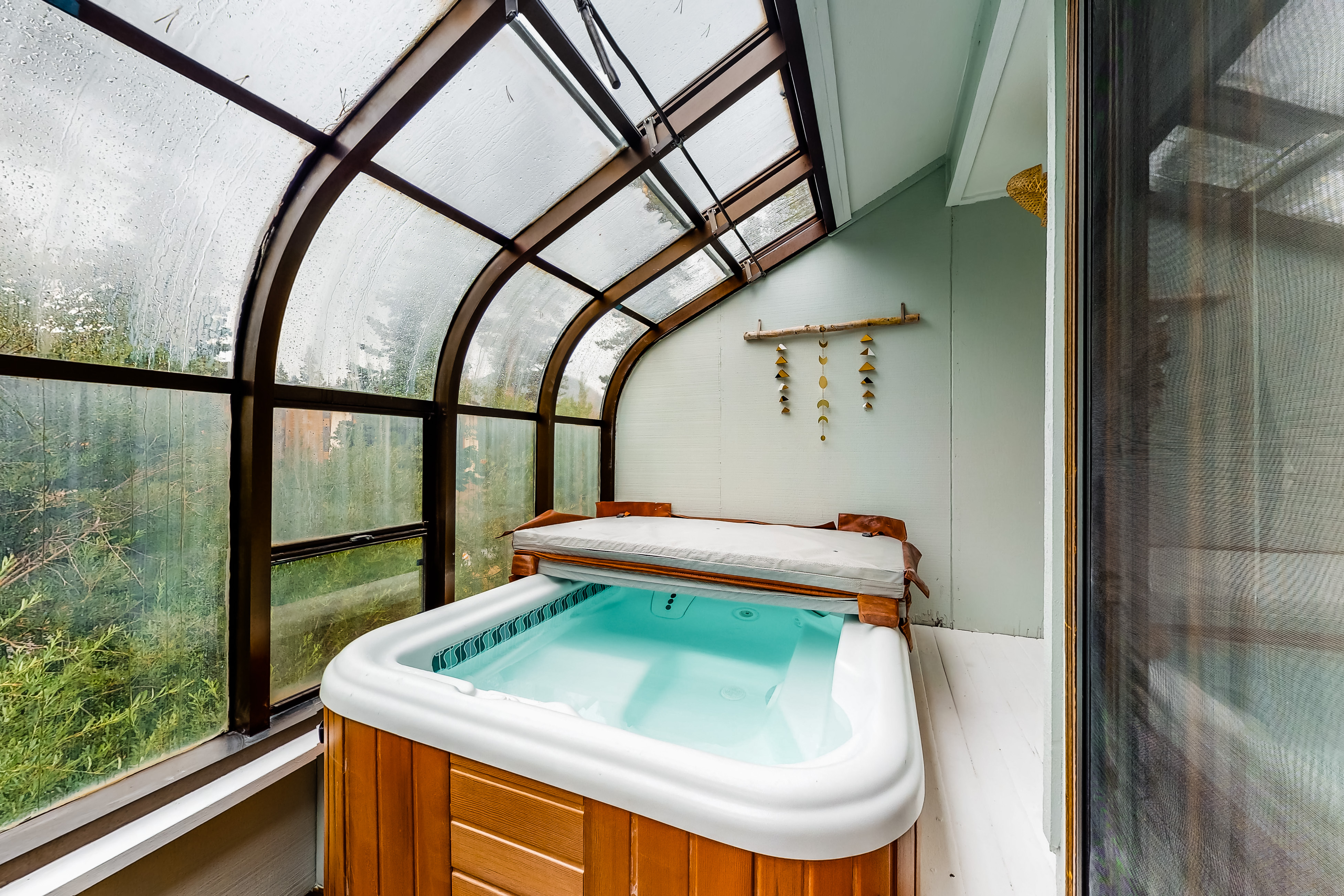 Indoor hot tub at a vacation home in Mammoth Lakes