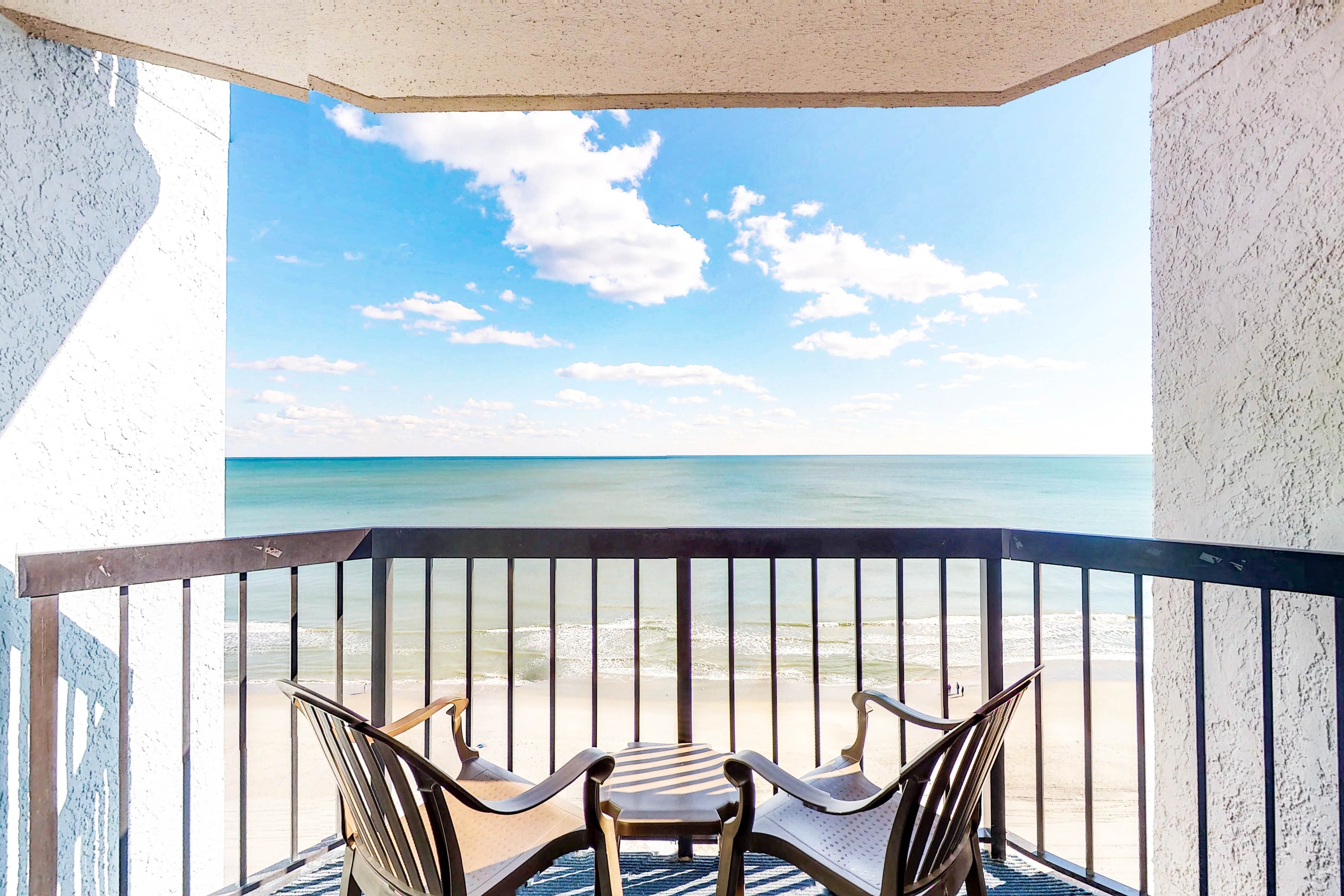 View of beach from Myrtle Beach vacation home rental balcony