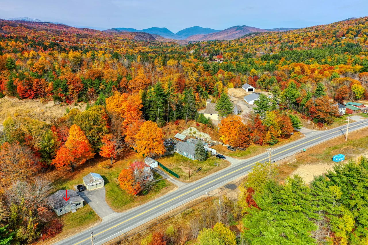 aerial view of fall in New Hampshire with beautiful and colorful trees