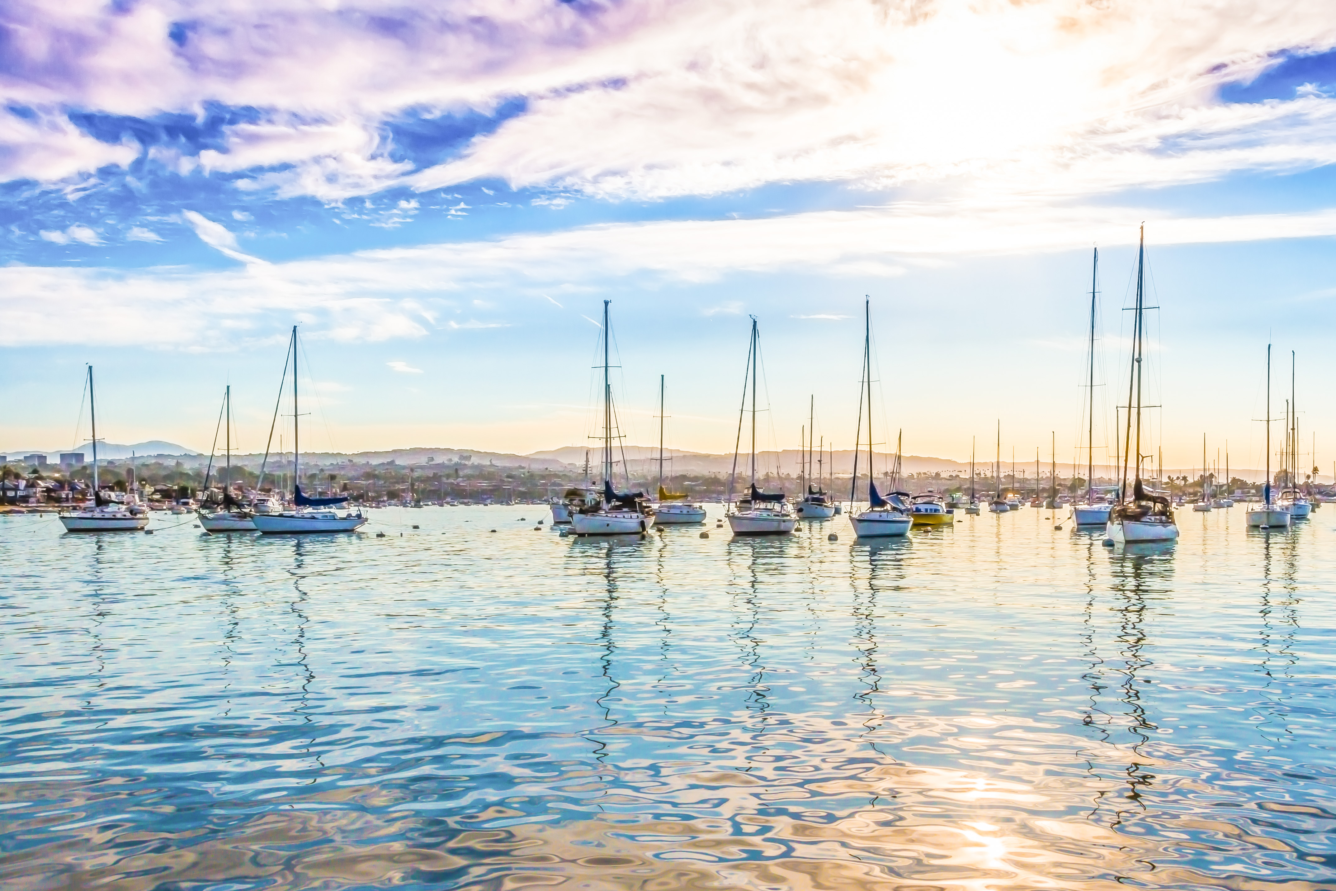 Boats in on the water in Newport Beach.