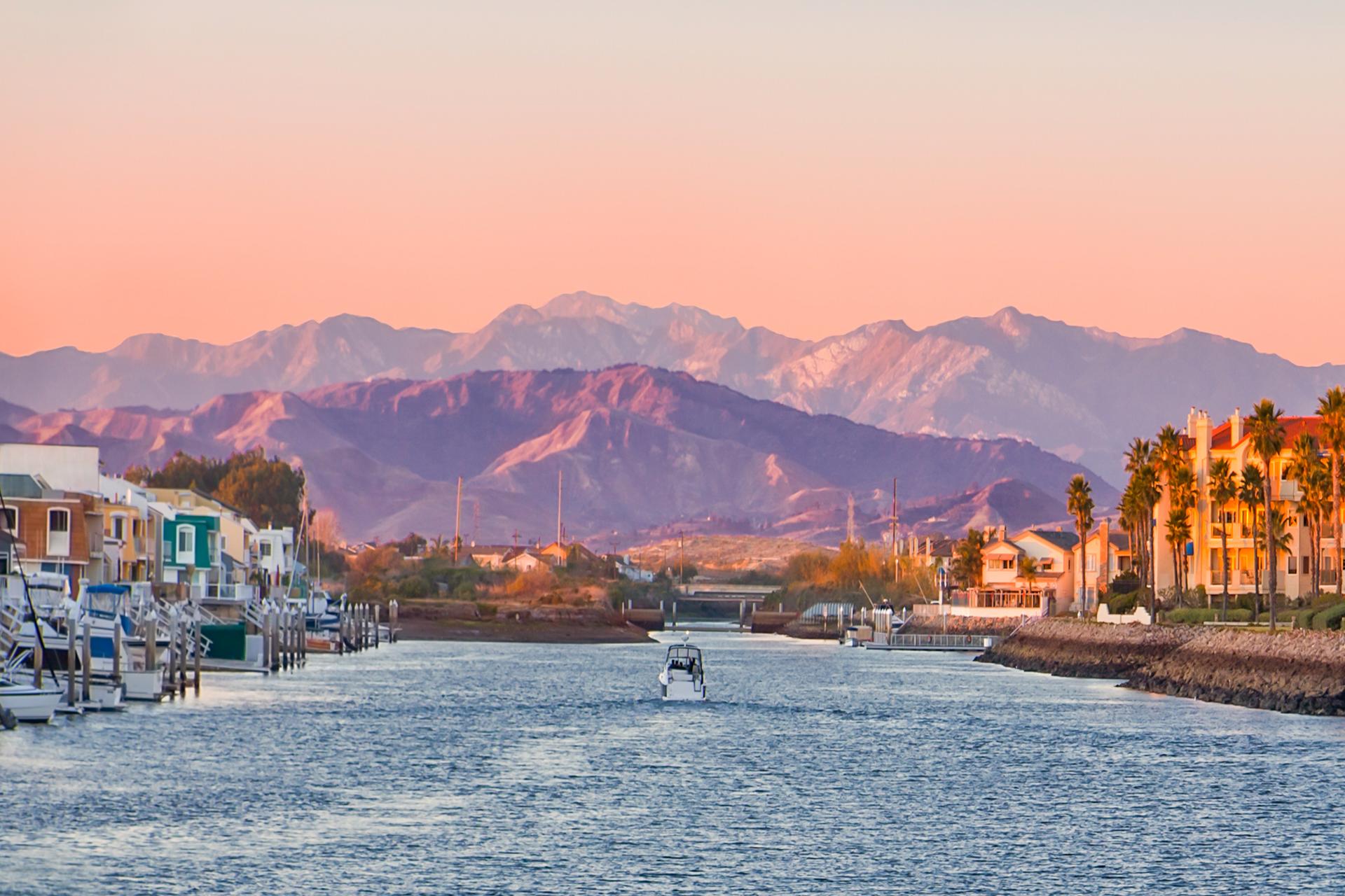 Boat in a canal in Oxnard California