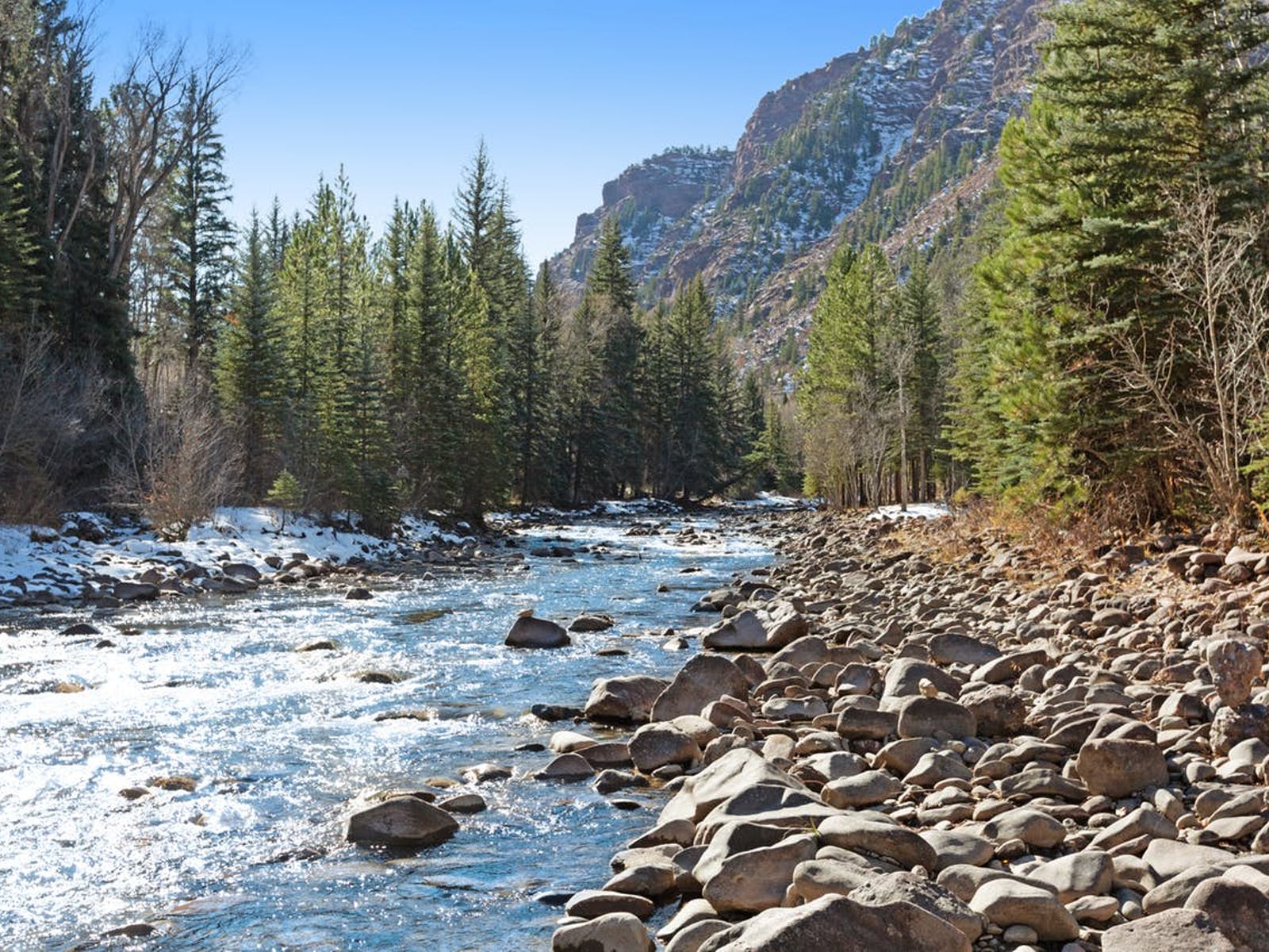 River rushing over rocks in Colorado