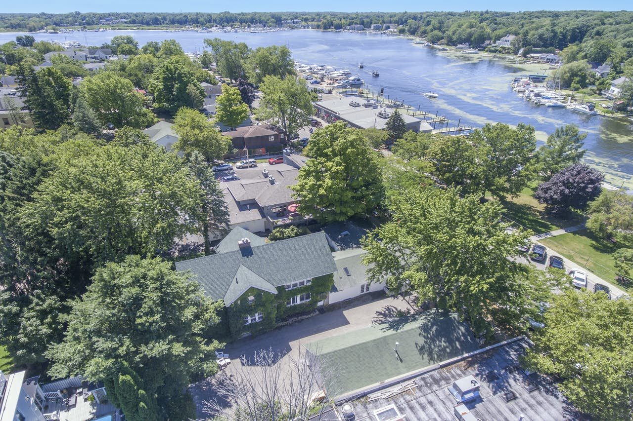 aerial view of Saugatuck, MI