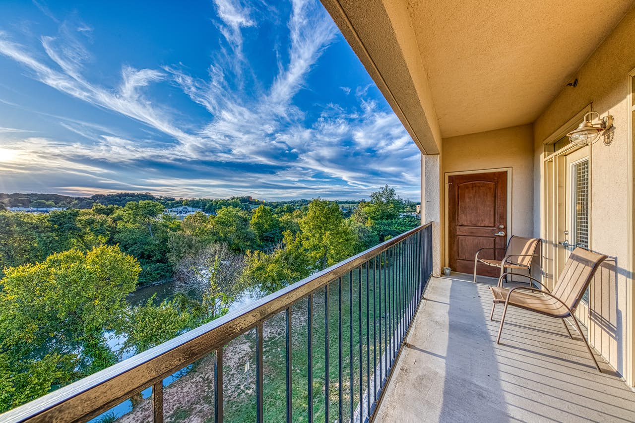 balcony of Sevierville vacation rental with river views