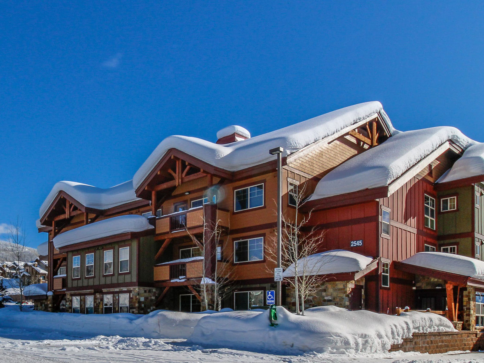 A condo building with ski in, ski out units in Steamboat Springs, CO