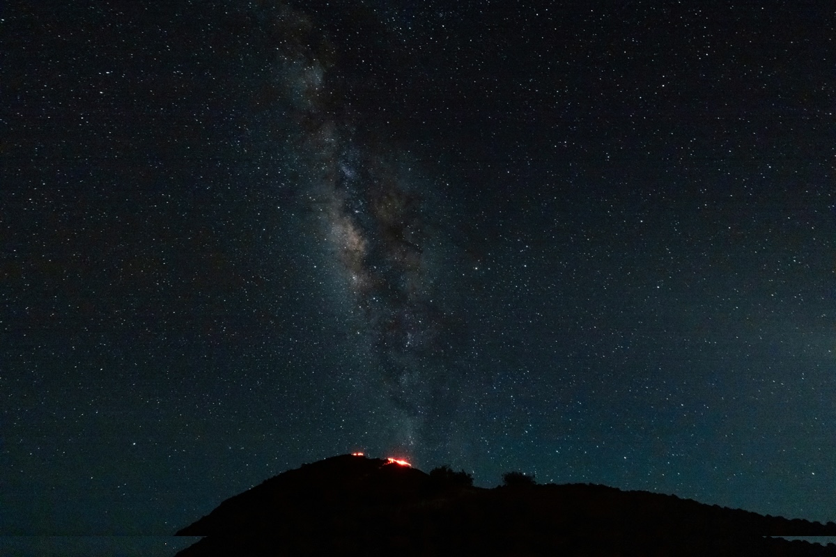 Shot of Volcano national park at night.