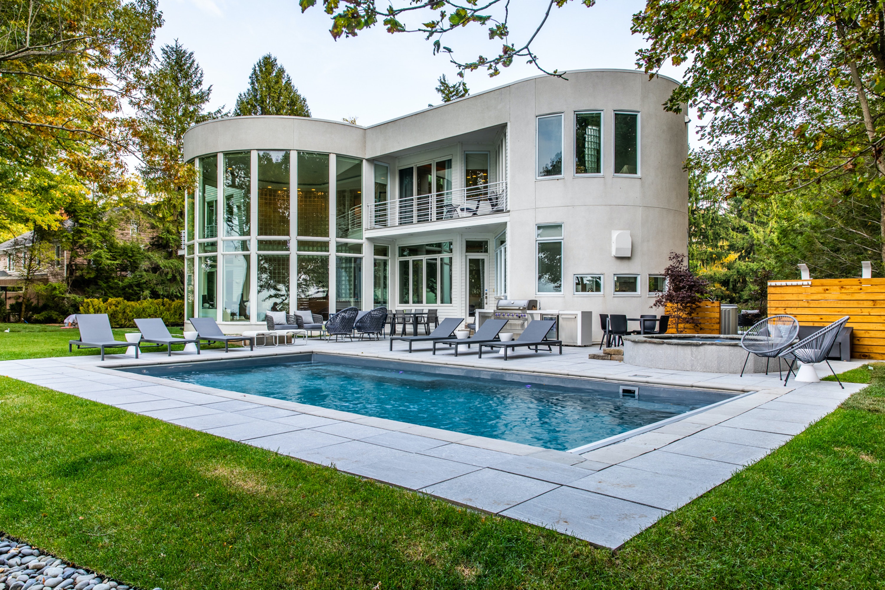 Modern style vacation rental with a private pool in Lake Michigan