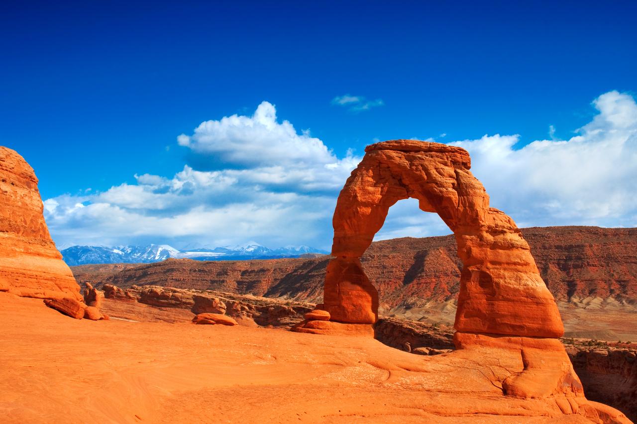 Natural rock formation forming an arch at Arches National Park