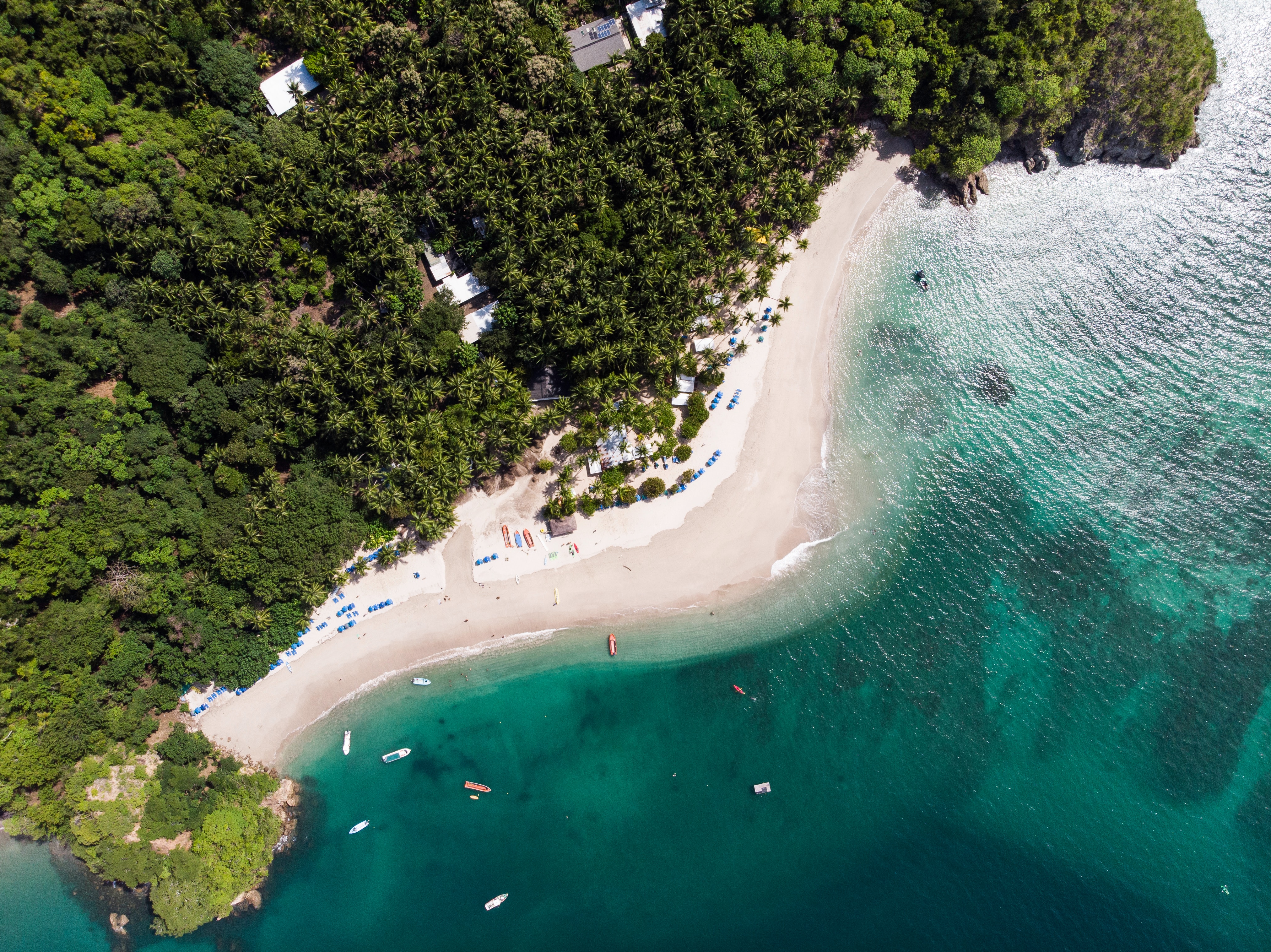 Overview shot of the a beach in Costa Rica