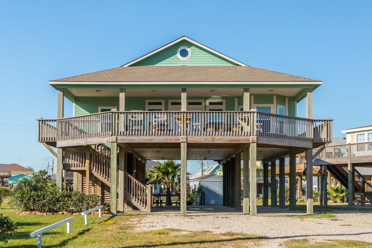 Seafoam green Crystal Beach, Texas beach house