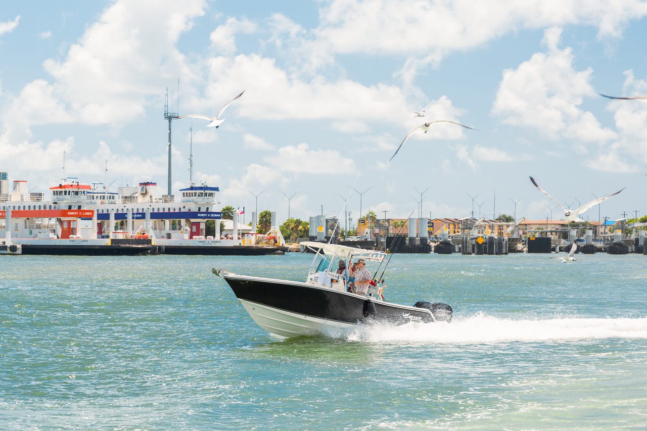Boat on water in Crystal Beach, Texas