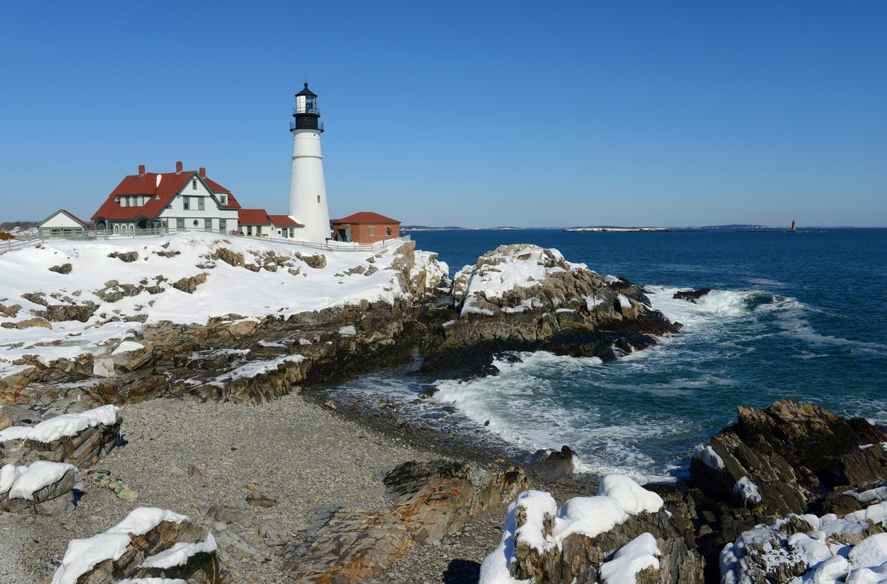 Cape Elizabeth light house in the winter.