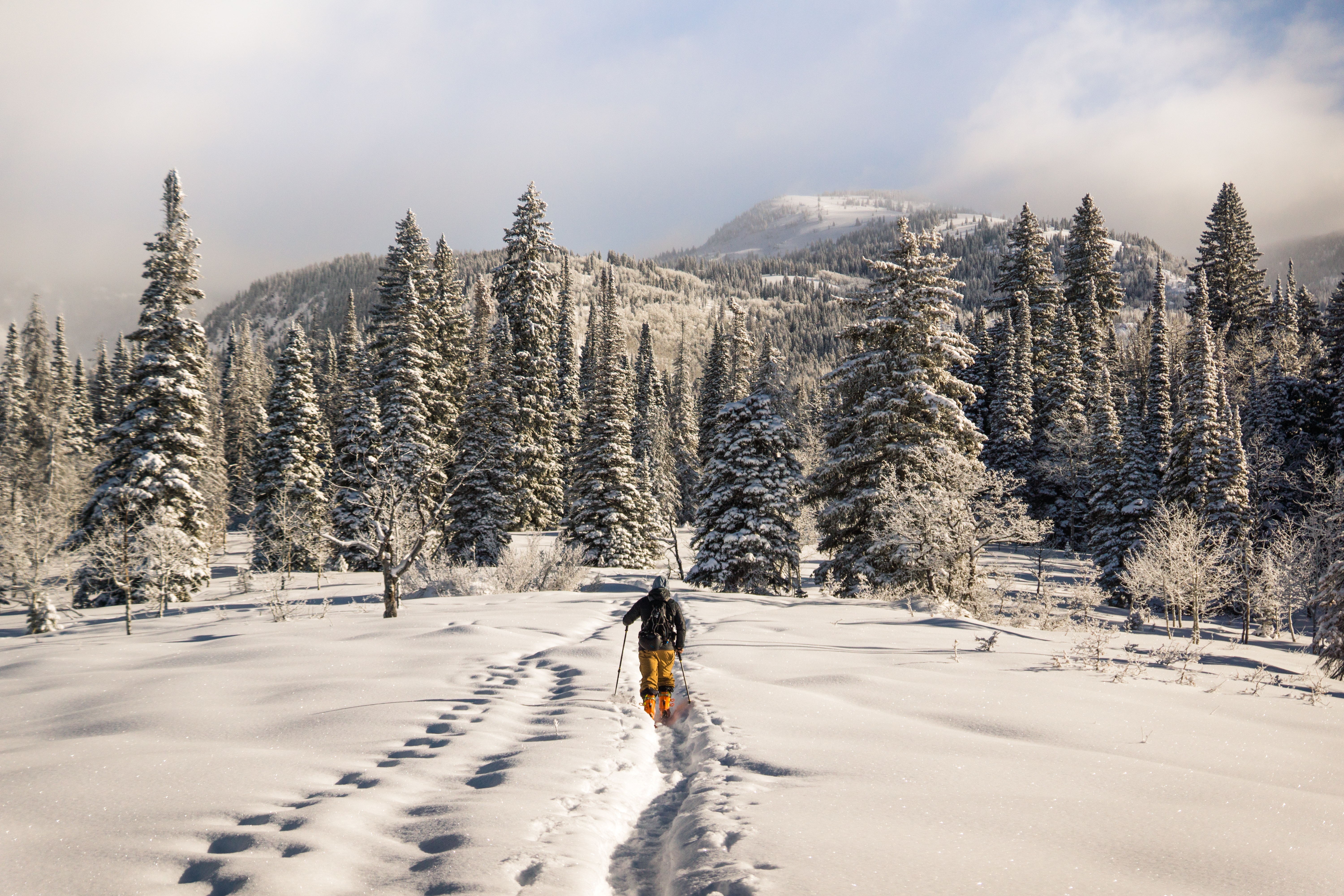 Man walking in the snow.