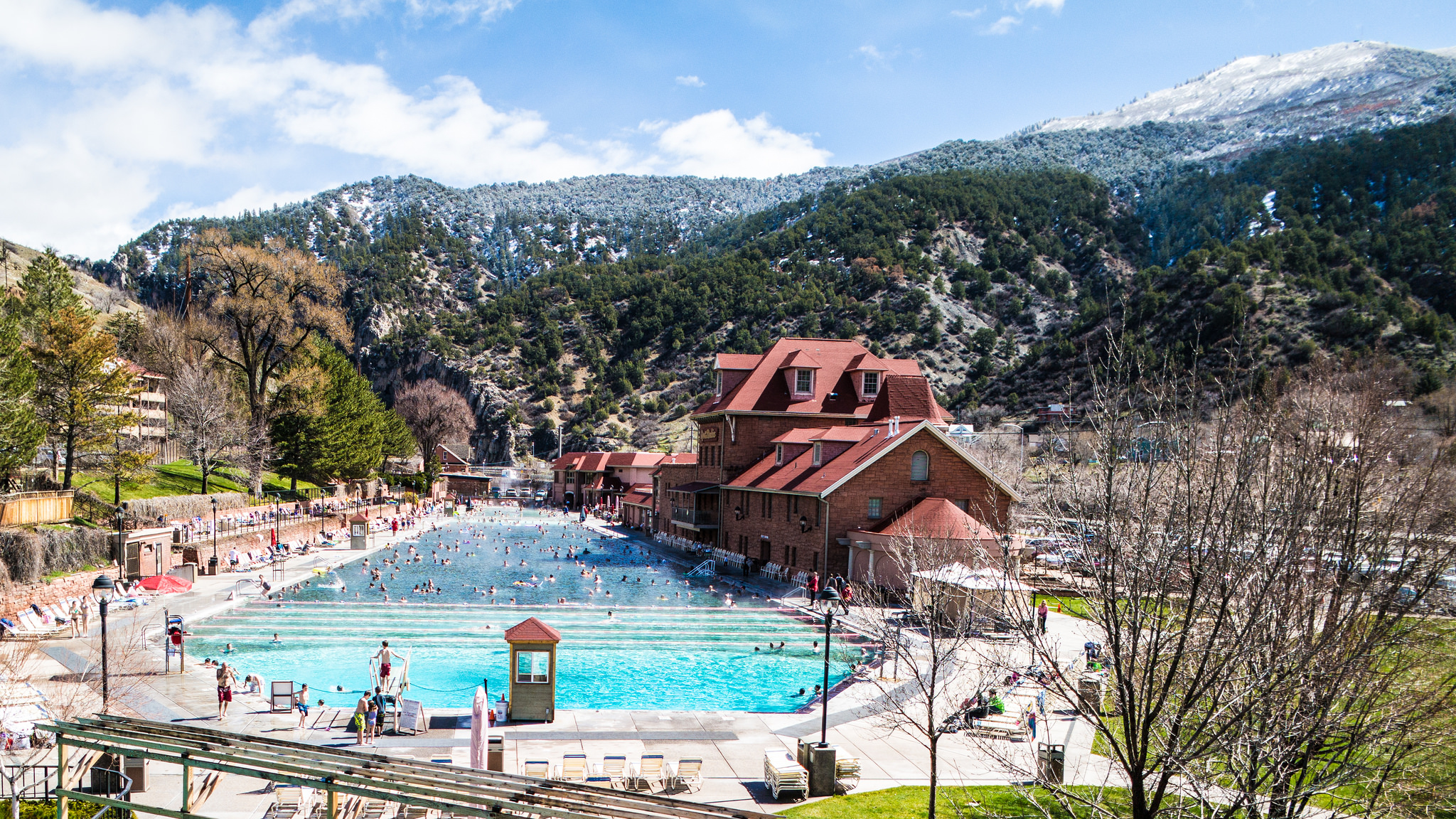Beautiful view of Glenwood Hot Springs located in Summit County, Colorado