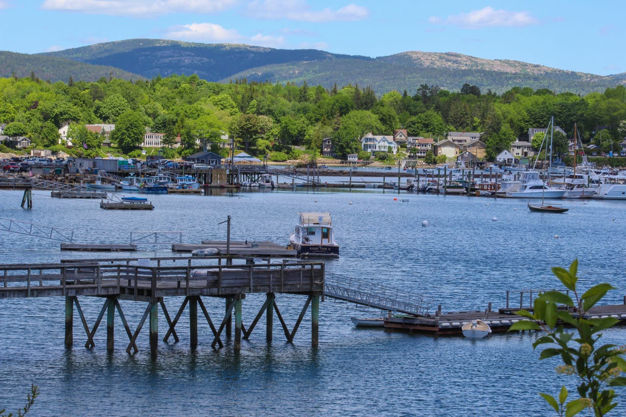 shore of Southwest Harbor located in Mount Desert Island, ME