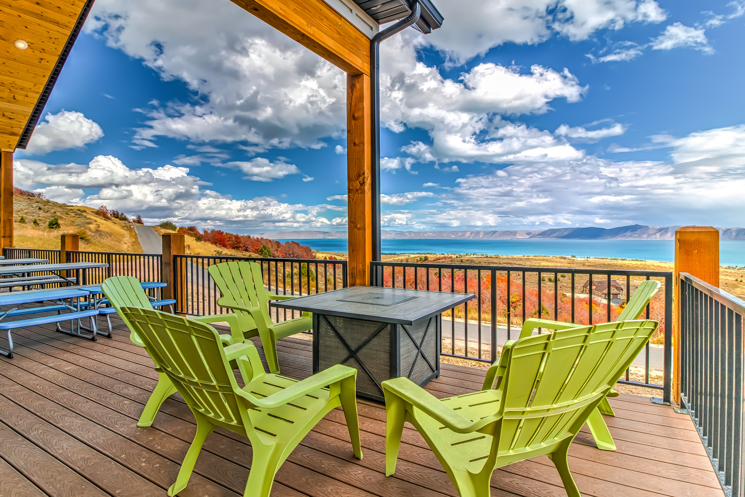 cabin rental with outdoor firepit in bear lake, utah