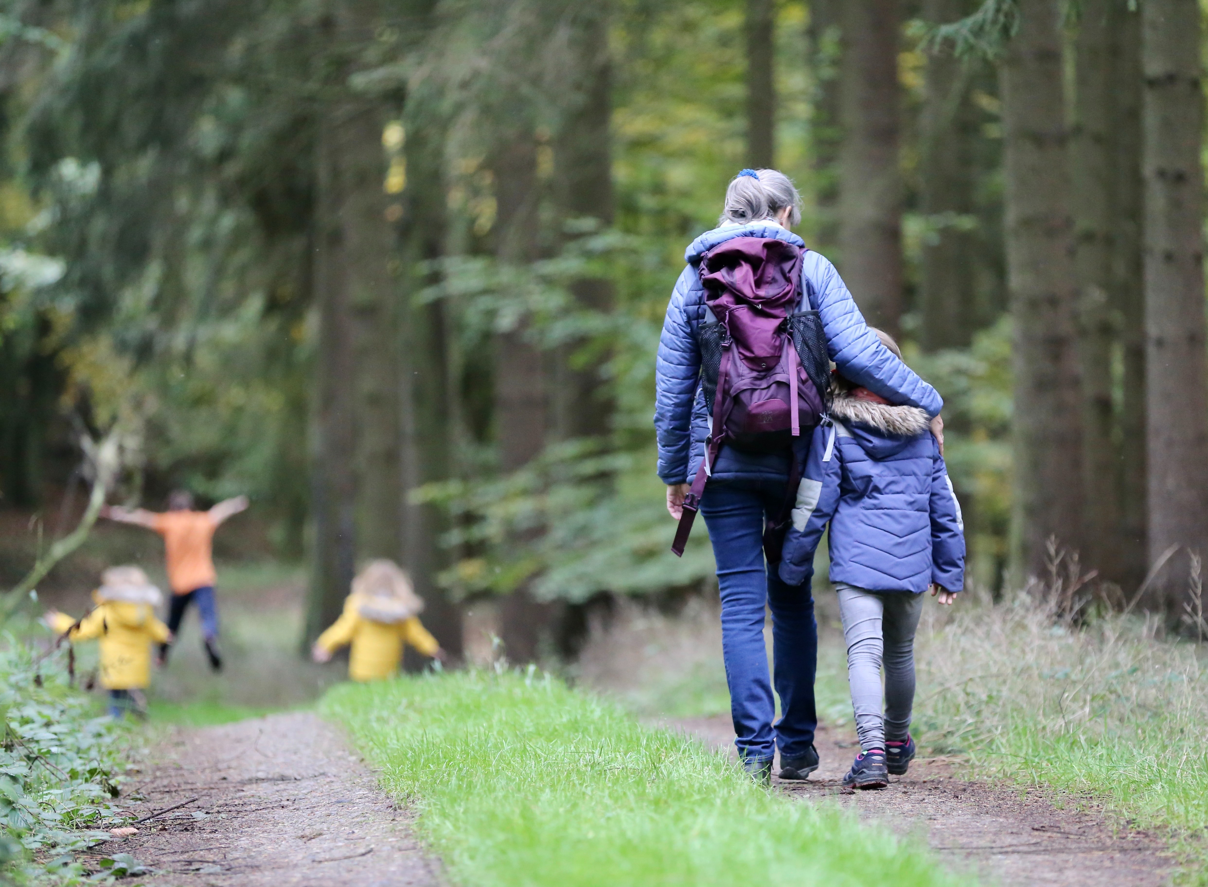 a family goes on a hike