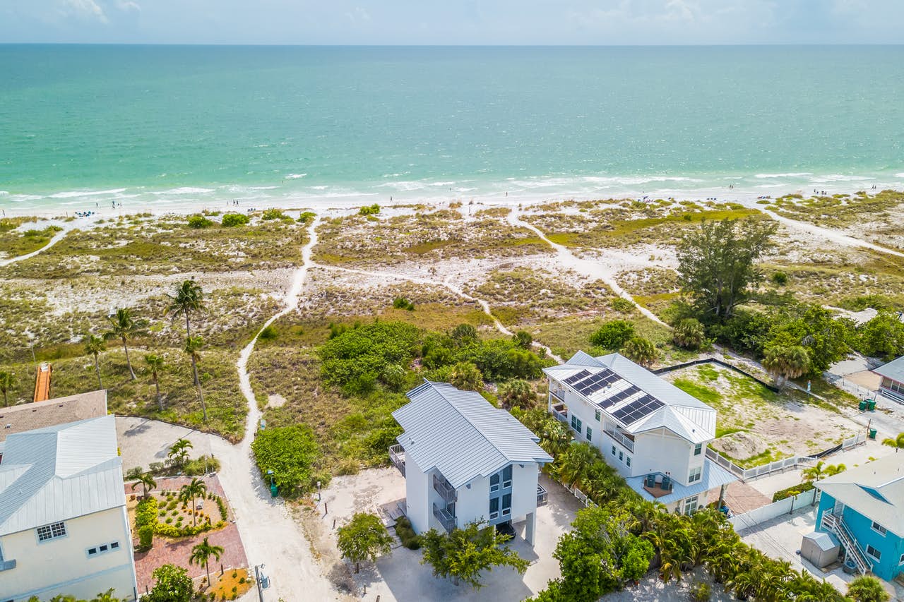 Aerial view of Anna Maria, FL ocean and beaches