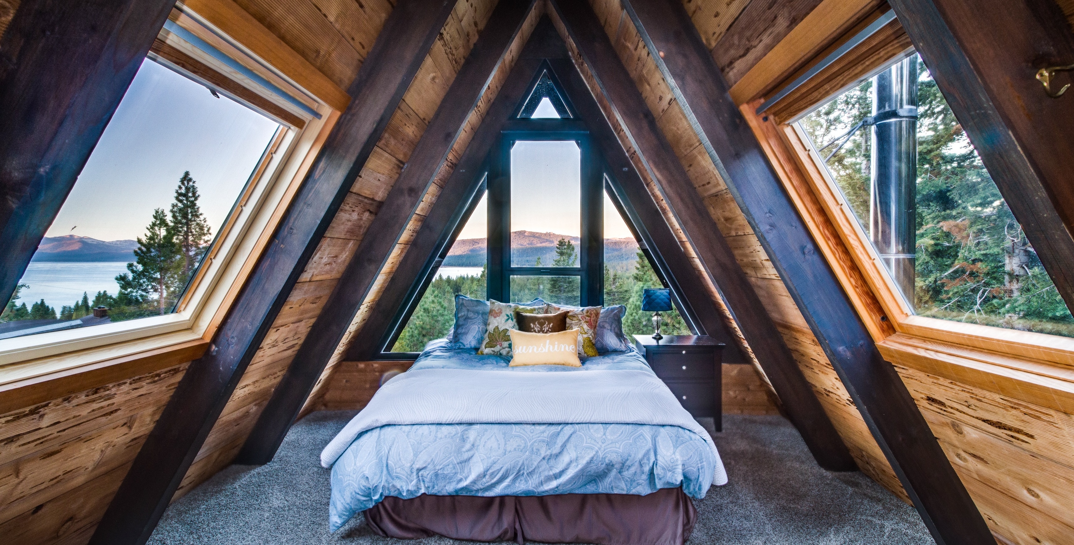 Bedroom at a Tahoe City rental.