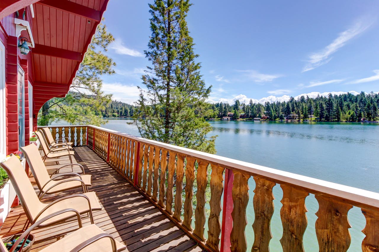 Vacation rental balcony overlooking a lake