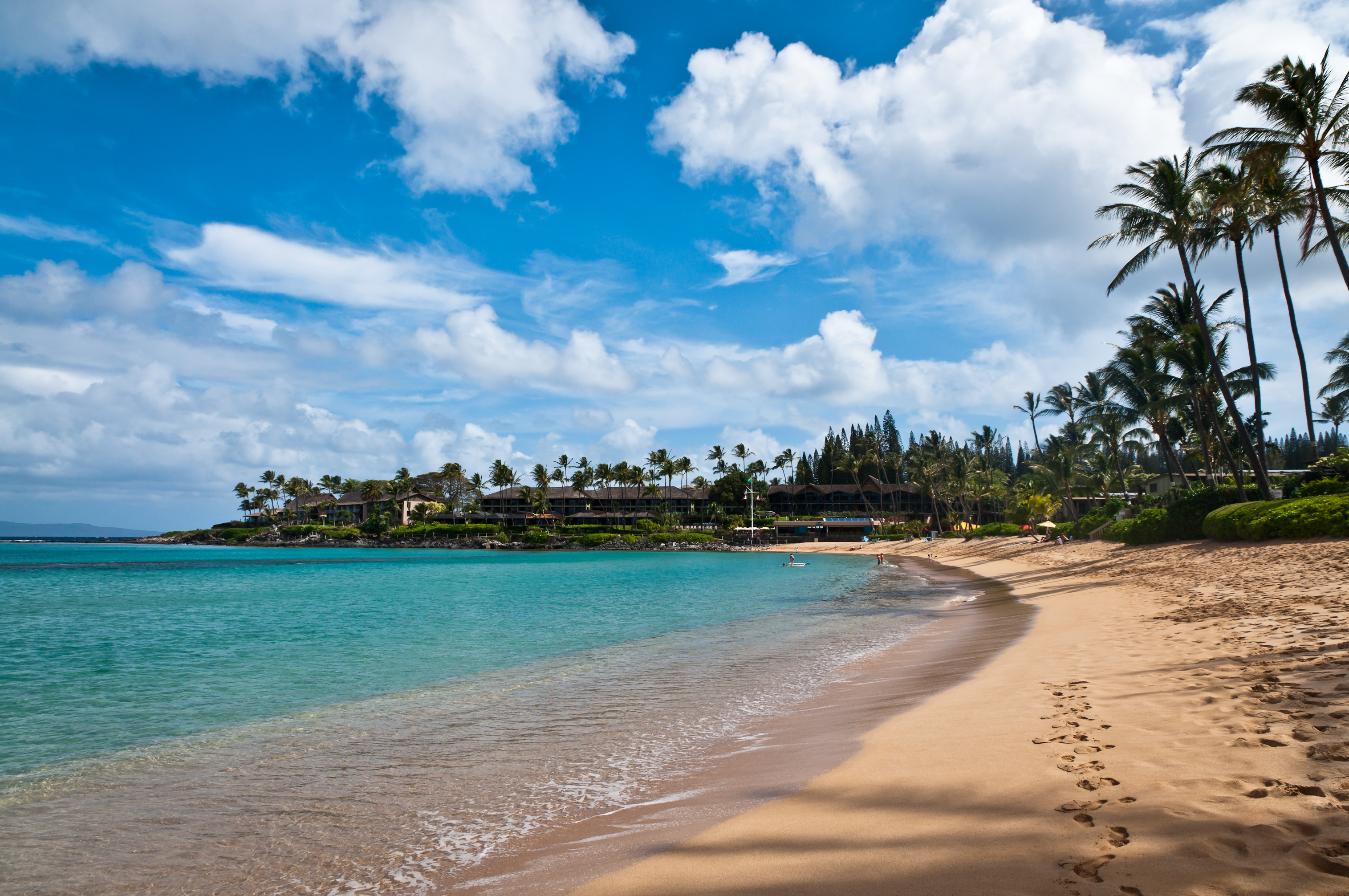 Sandy beach coastline in Maui