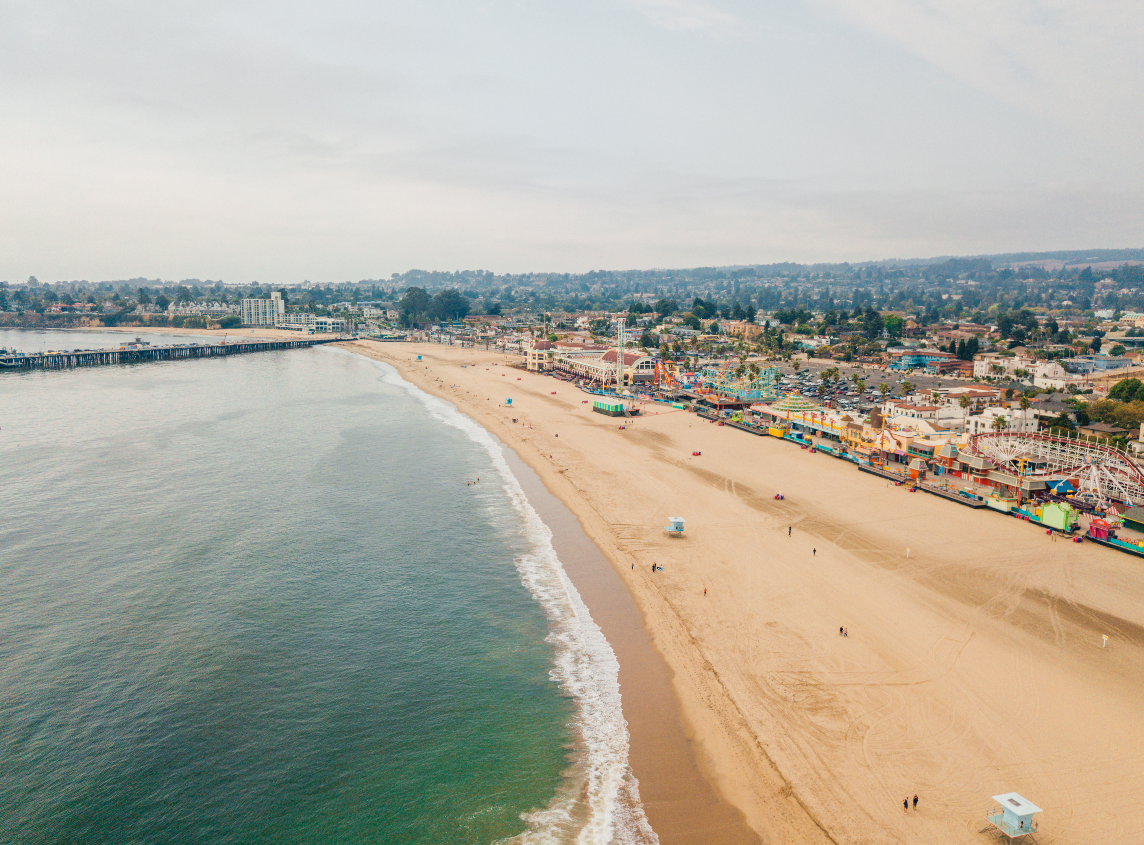 Aerial view of Santa Cruz beach boardwalk