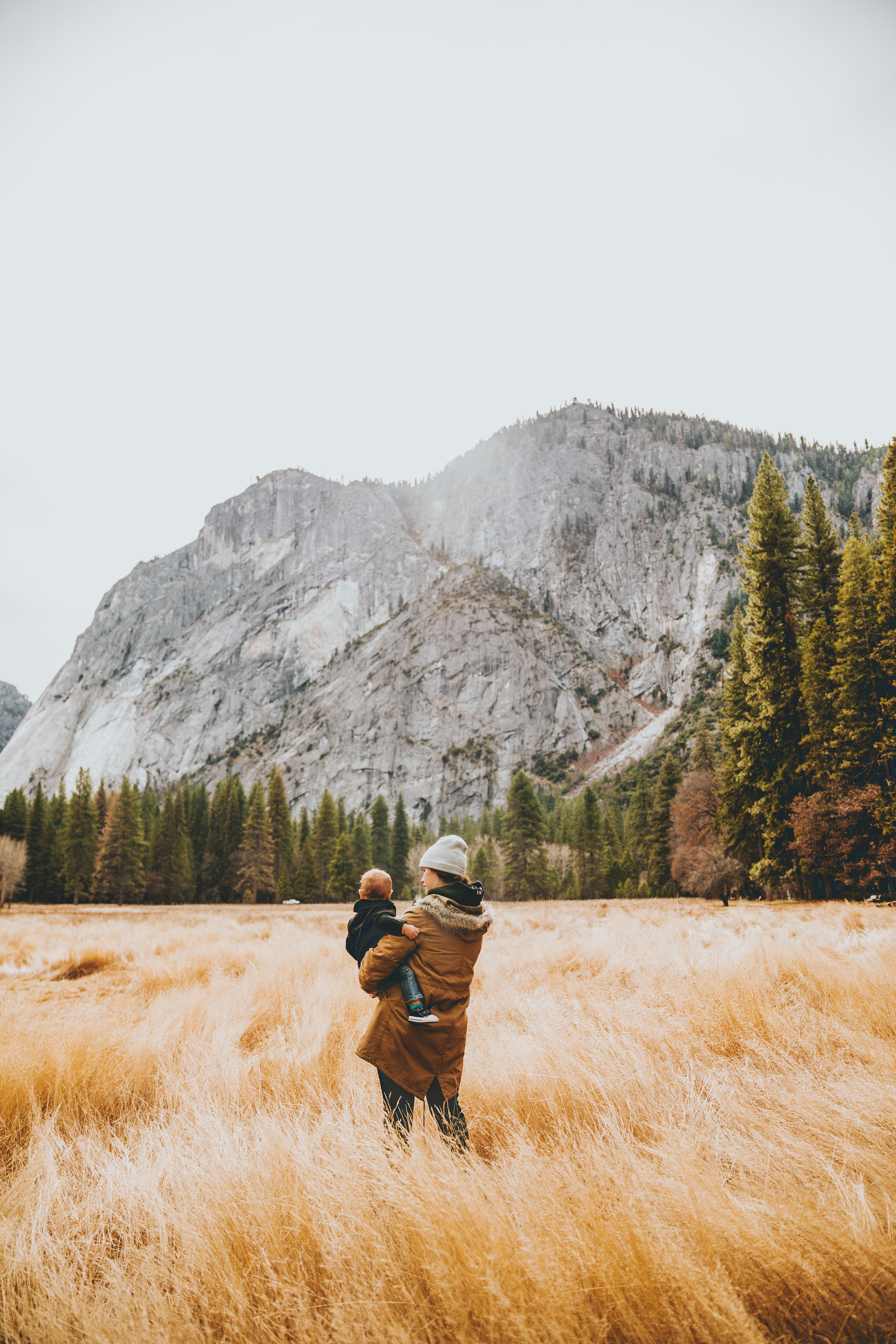 Mom in a national park with her baby.