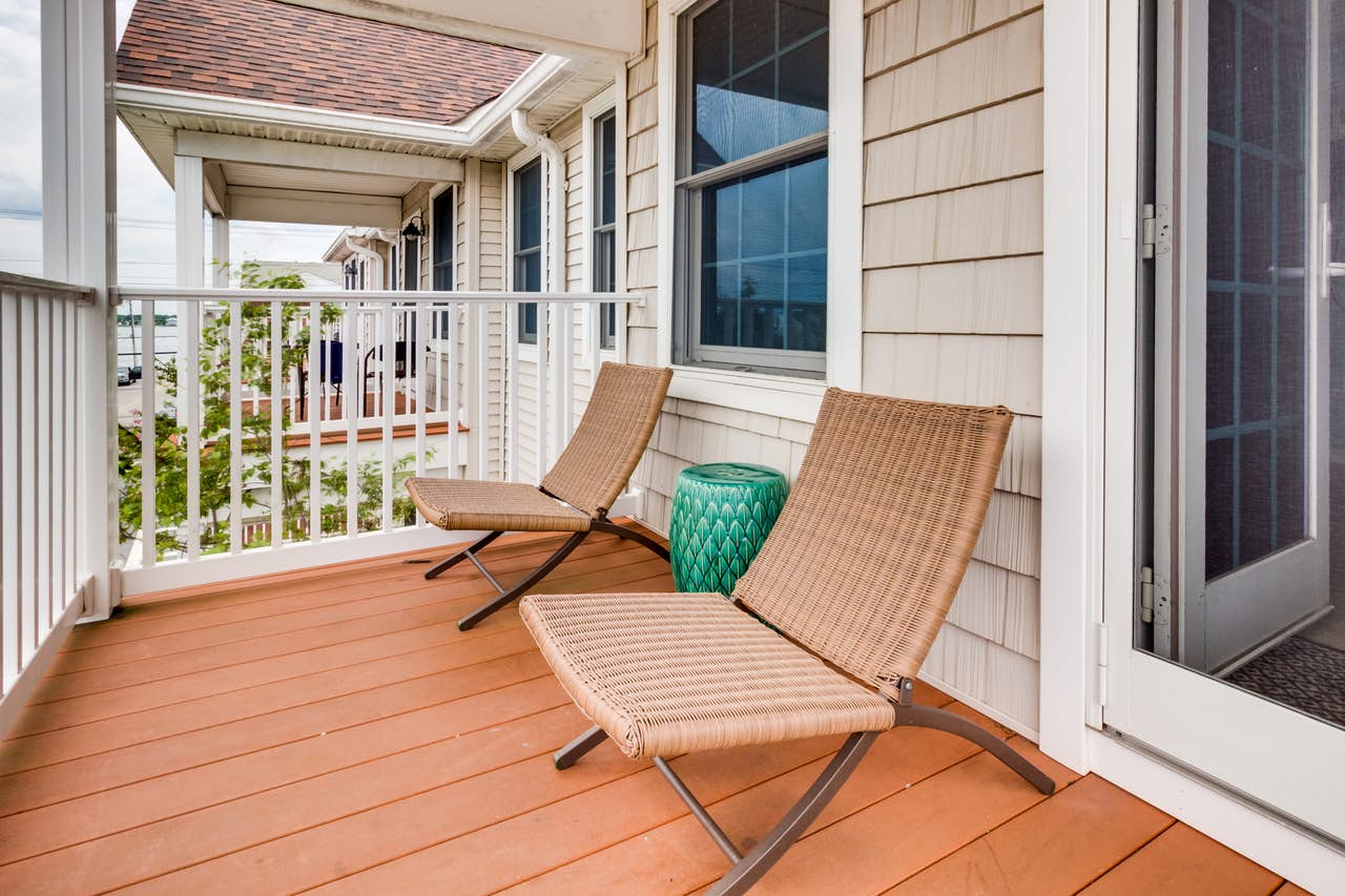 Front porch of downtown Ocean City, MD vacation townhome
