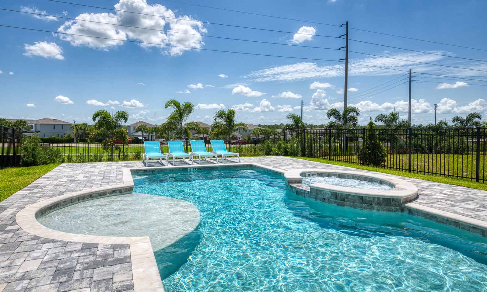 The pool area at a vacation rental in Florida.