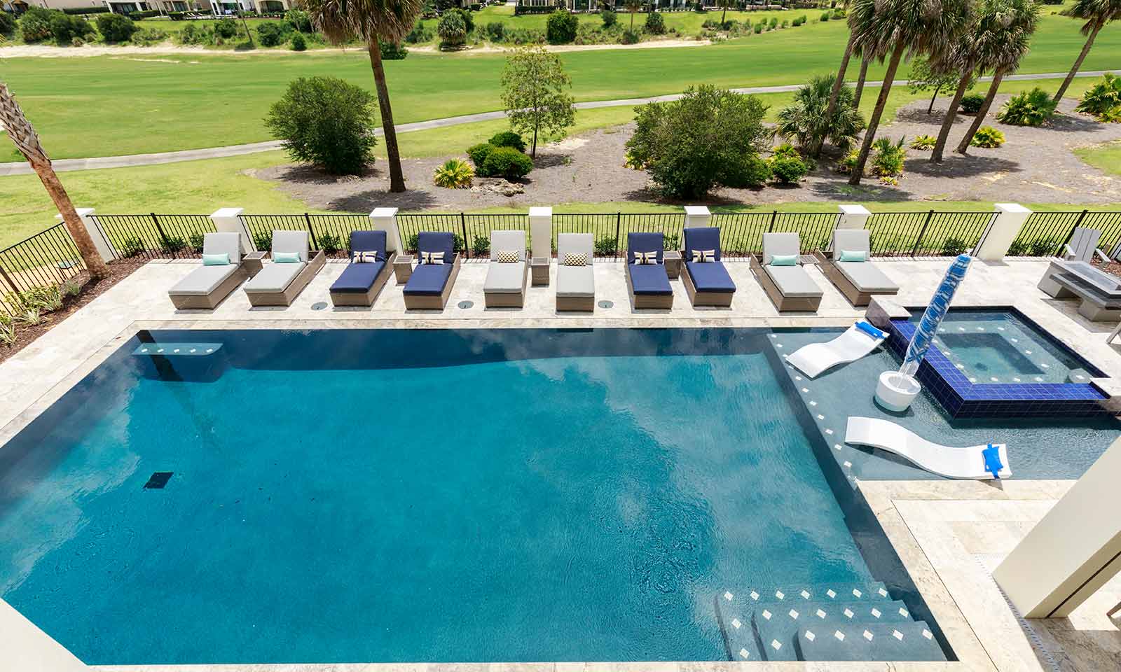 The pool area at a vacation rental in Florida.