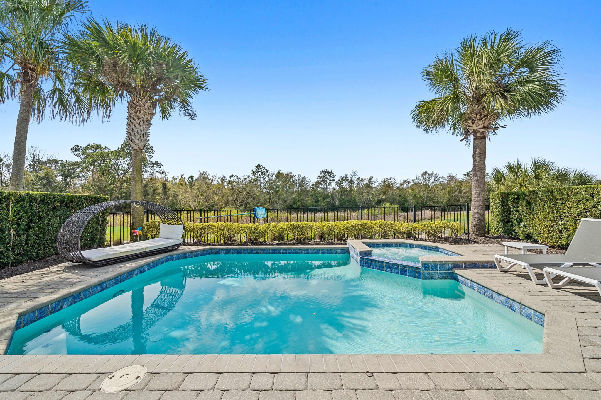 The pool area at a vacation rental in Florida.
