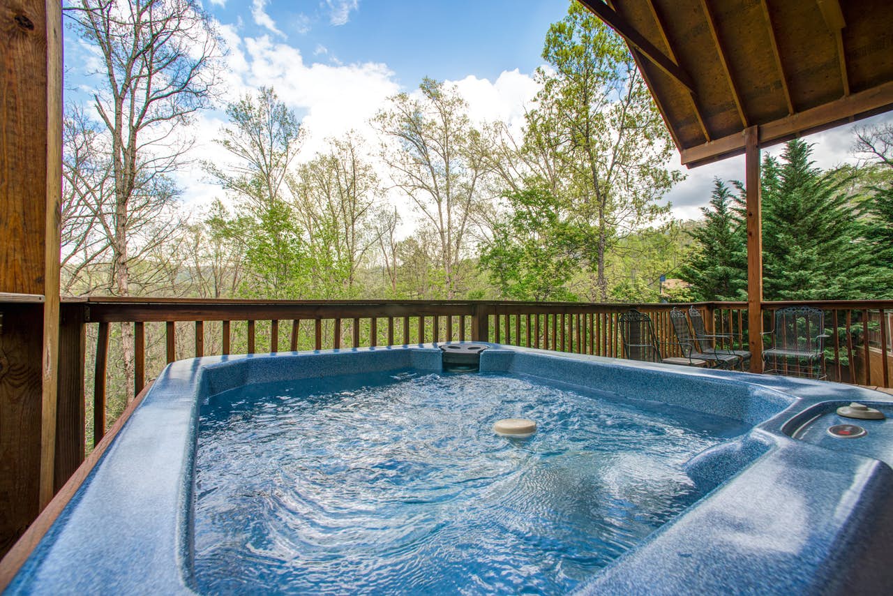 Private hot tub at Mountain Breeze Cabin in Pigeon Forge, TN